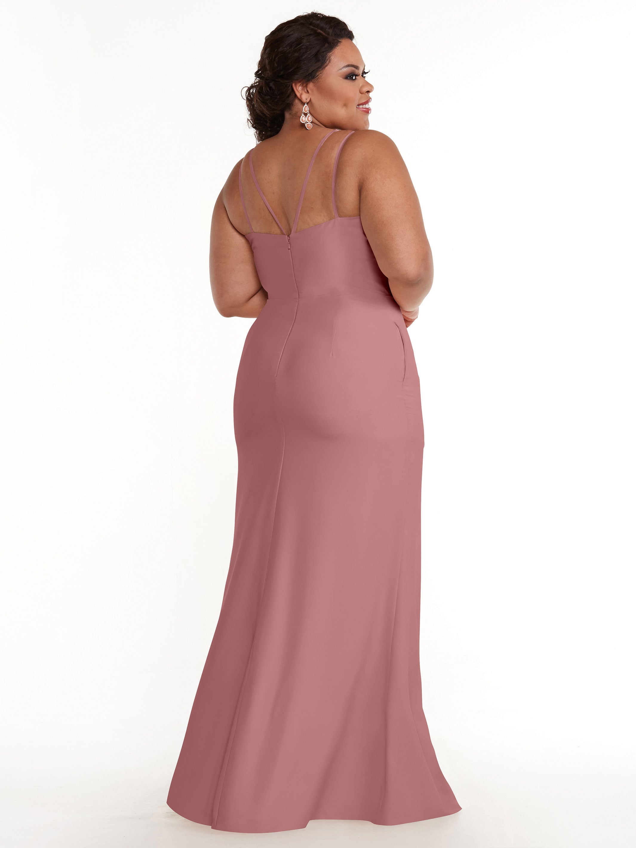 Elegant 83030 Sheath Stretch Chiffon Bridesmaid Dress with Bateau Neckline & High Slit - Perfect for Weddings, Formal Events & Evening Parties