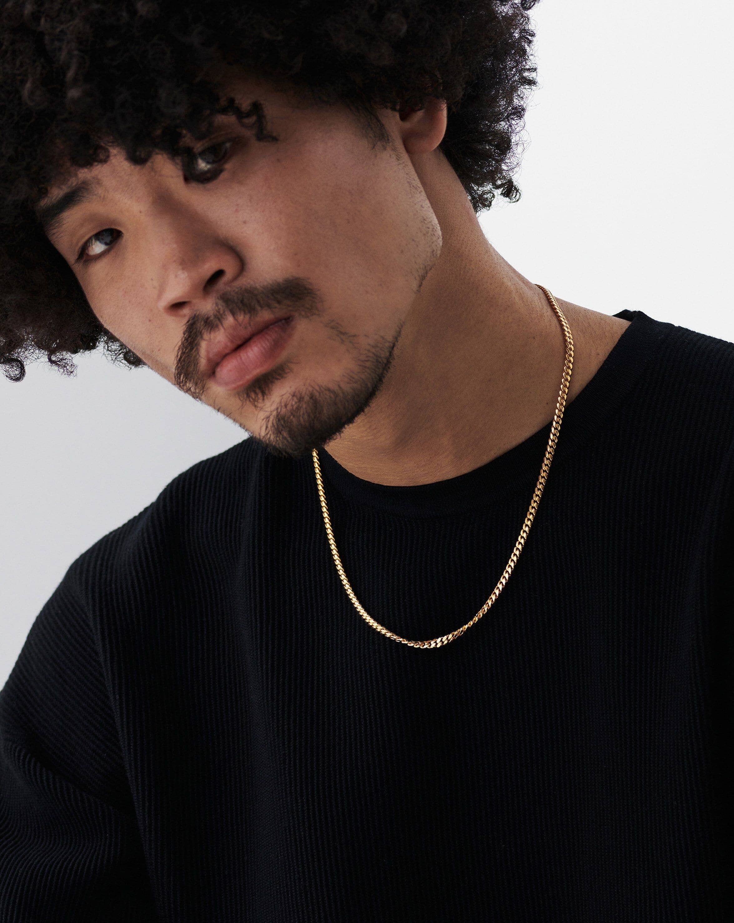 Men's Round Curb Chain Necklace - 14K Gold Plated Stainless Steel Hip Hop Jewelry for Men - Perfect for Casual Wear, Parties & Gifts