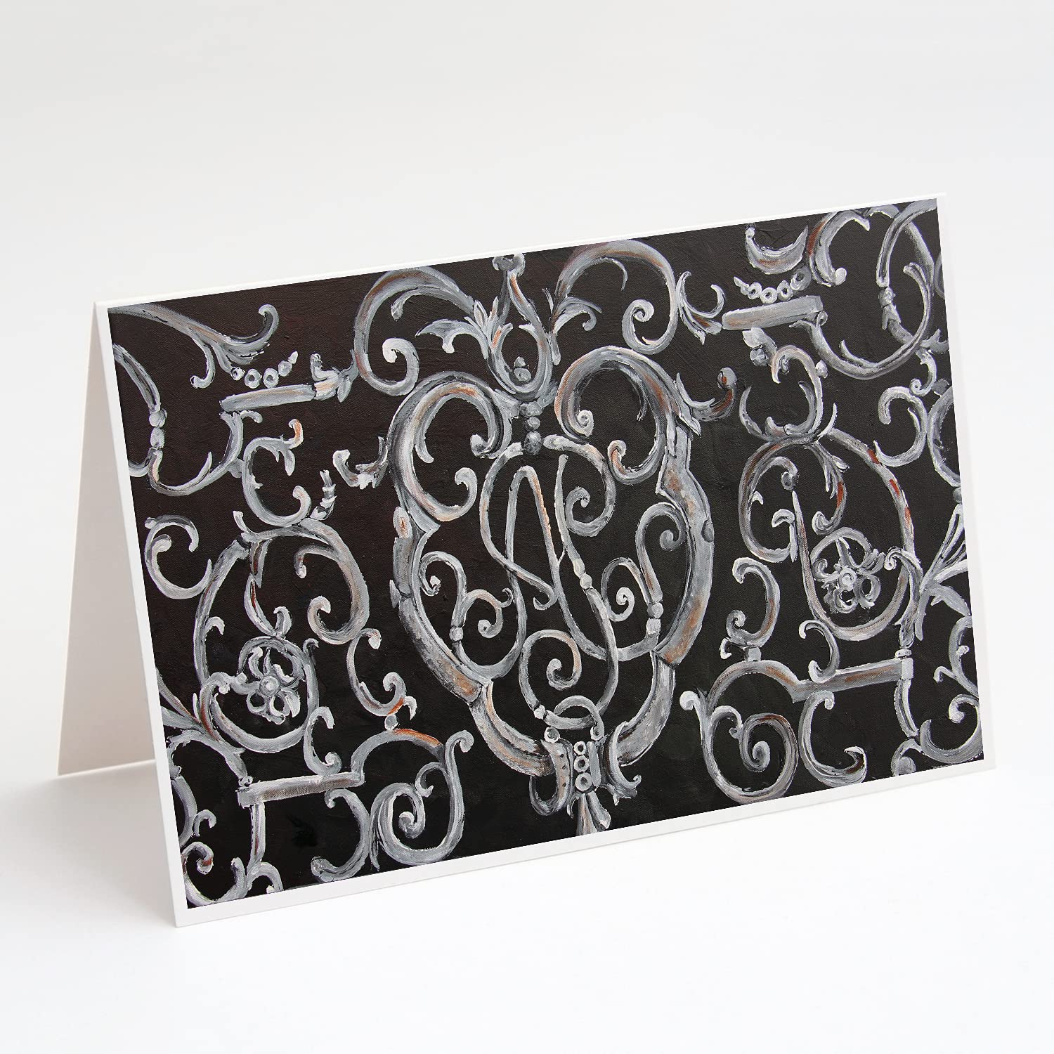 Caroline's Treasures 8927GCA7P Ironwork Fence Blank Greeting Cards Set - Pack of 8 A7 Size (5x7) Note Cards with Envelopes | Whimsical Design for Thank You Notes, Birthday Wishes & Home Decor
