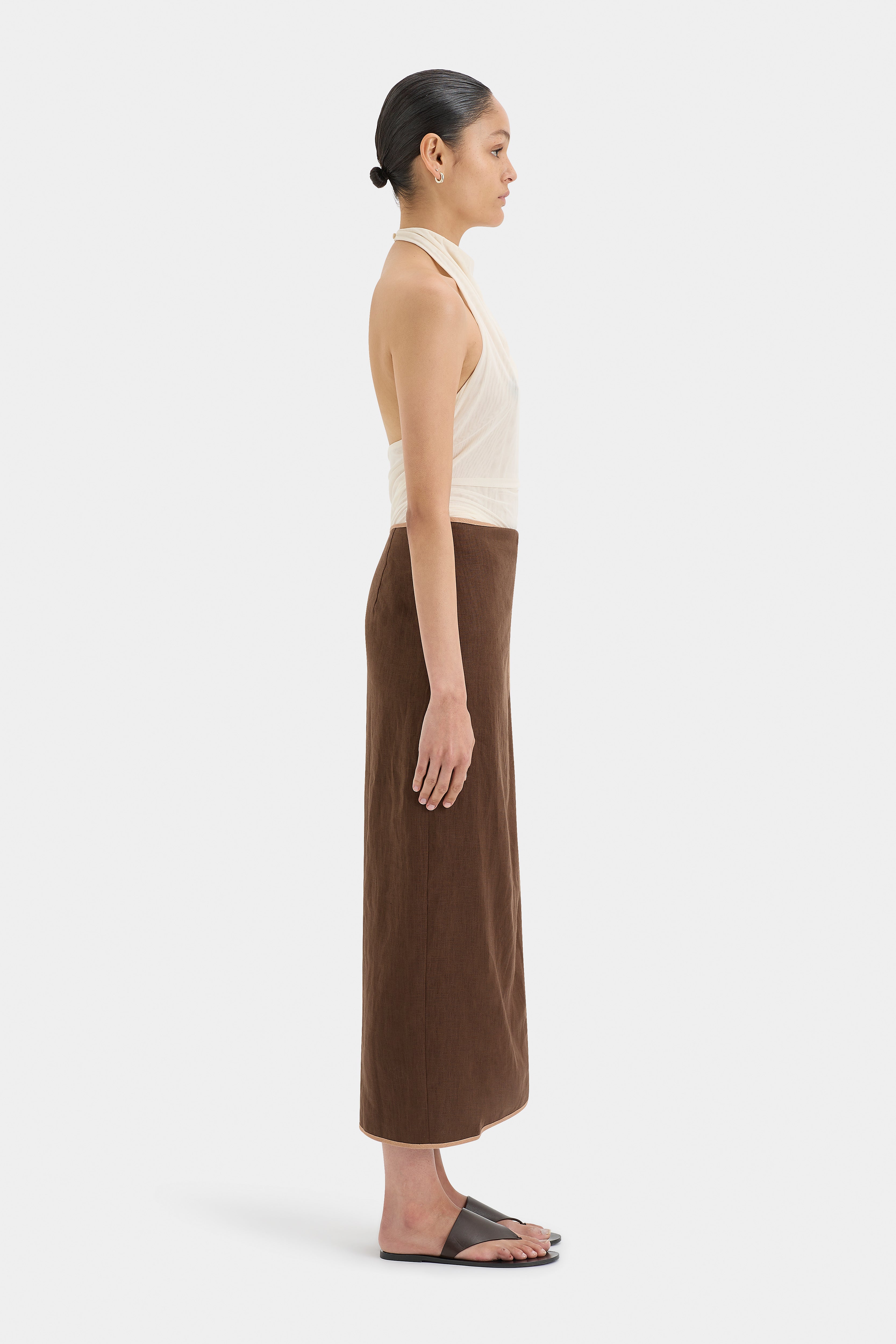 Affogato Twist Midi Skirt for Women - Flowy A-Line Summer Skirt with Pockets | Perfect for Beach, Vacation & Casual Outfits