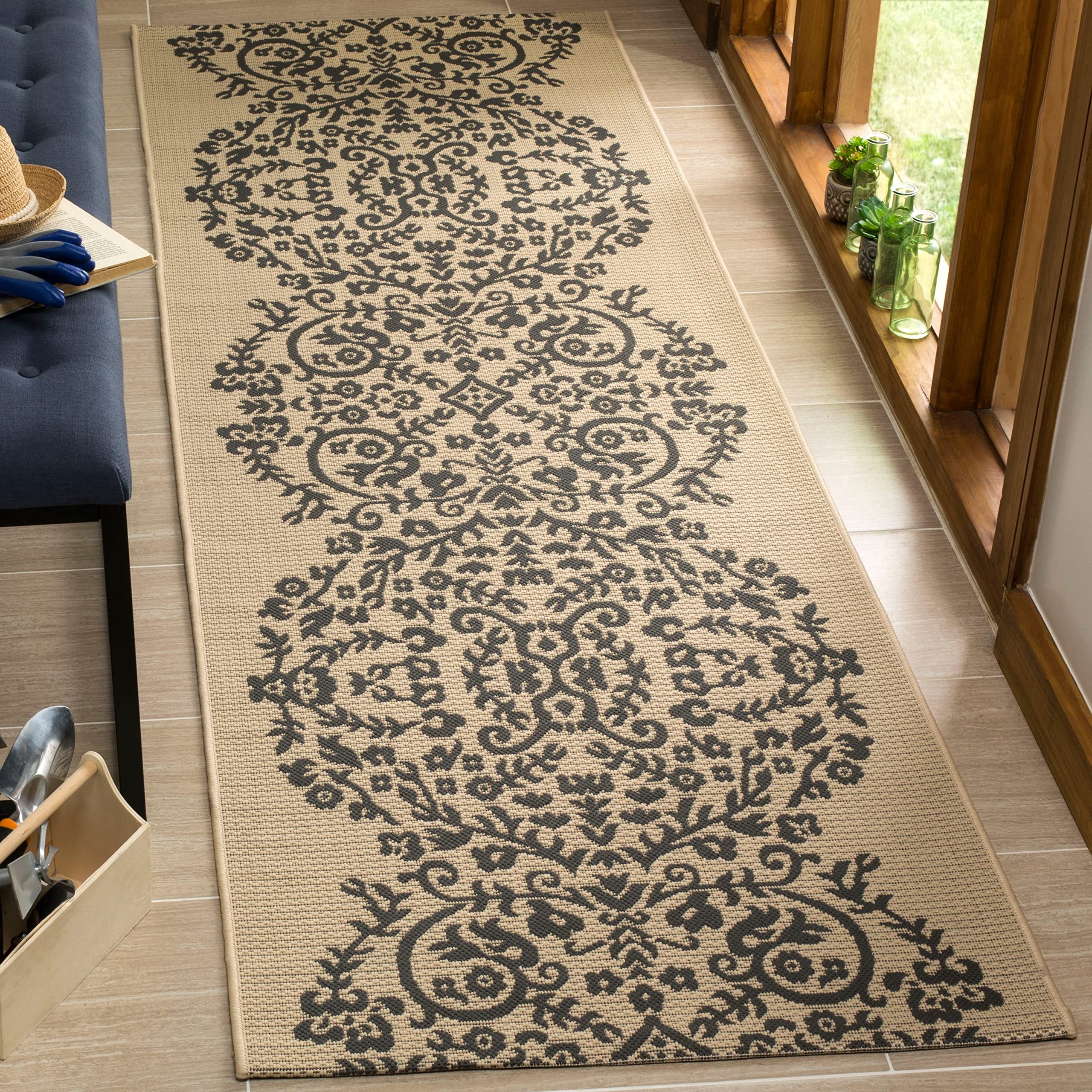 Martha Stewart x Safavieh 8x11.2 Feet Hickory MSR4256 Indoor Outdoor Waterproof Rug - Easy Clean, Stain Resistant for Patio, Backyard, Mudroom, Porch, Deck & High Traffic Areas