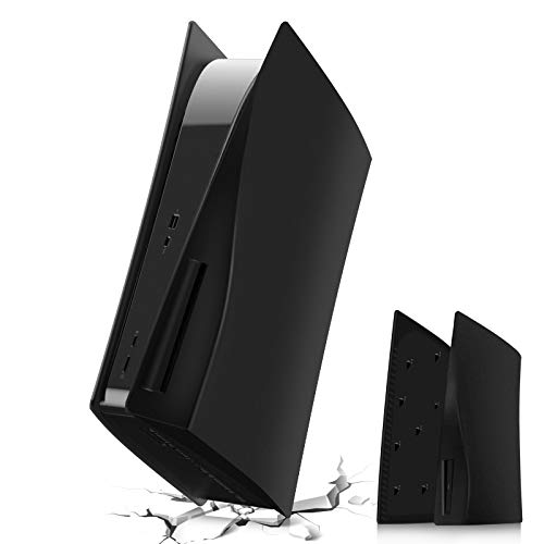 Frusde PS5 Faceplates - Shockproof & Anti-Scratch Replacement Shell for PS5 Console Disc Edition (Black) | ABS Dustproof Cover for Enhanced Protection | Perfect for Gaming Setups & Home Entertainment Systems