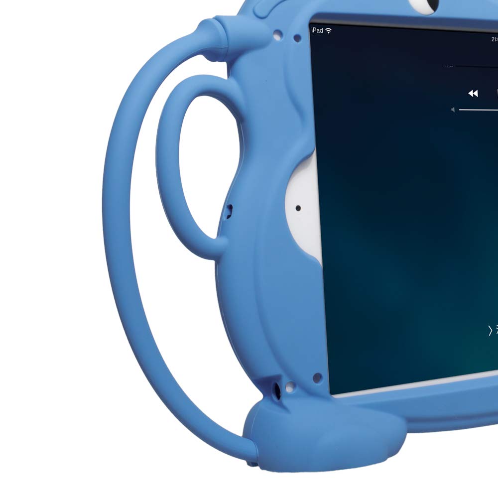 Shockproof Silicone iPad Case for Kids - Double-Faced Monkey Series Protective Cover Compatible with iPad Pro 9.7/Air/Air2/5th/6th Gen (2017/2018 Models) - Blue | Perfect for School, Travel & Home Use by Children