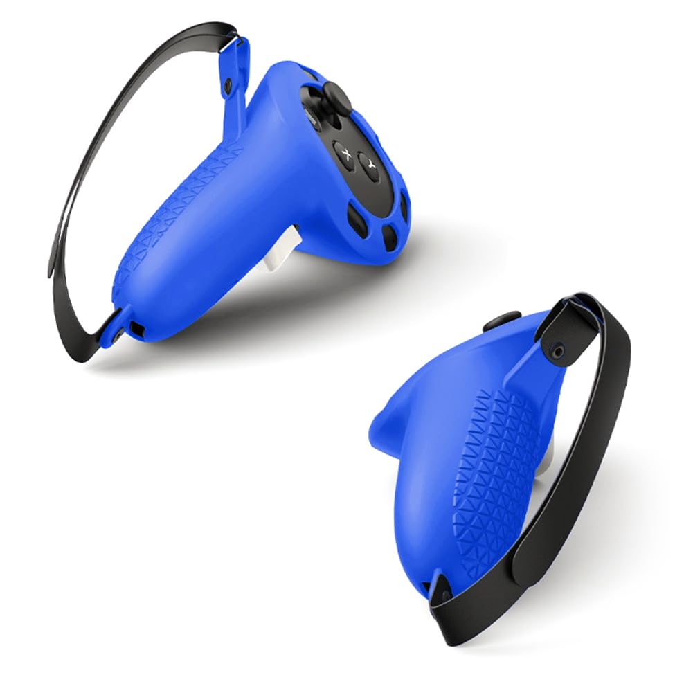 AZURAOKEY Silicone Controller Case for Meta Quest 3 VR Accessories - Non-Slip Grip, 2 Rocker Caps, Adjustable Wrist Strap - Left & Right VR Touch Controller Covers for Enhanced Gaming & Virtual Reality Experience