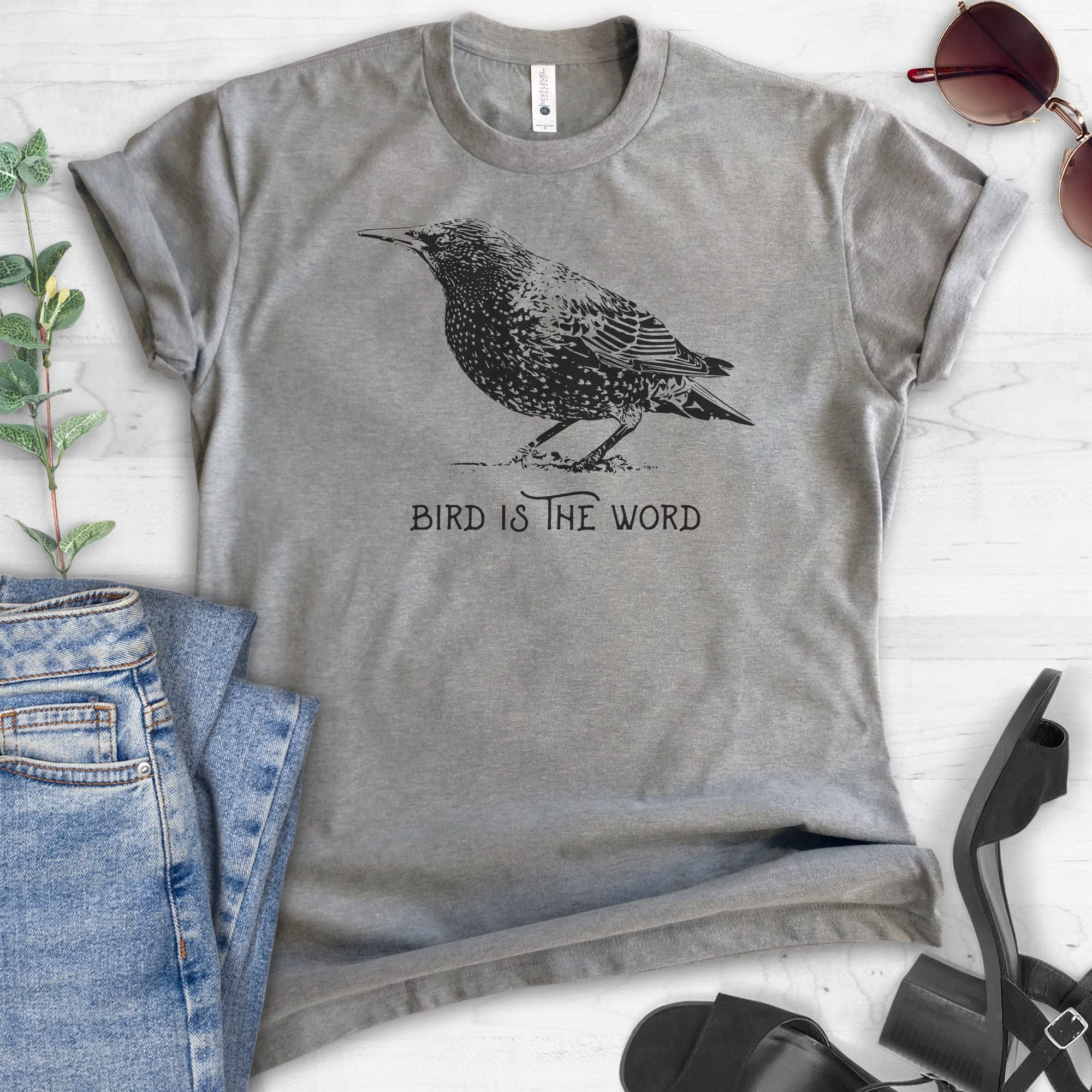 Bird is The Word Shirt - Unisex Animal Lover Tee for Women & Men - Soft Cotton Dark Heather Gray Graphic T-Shirt - Perfect for Casual Wear, Gifts & Bird Watching Enthusiasts