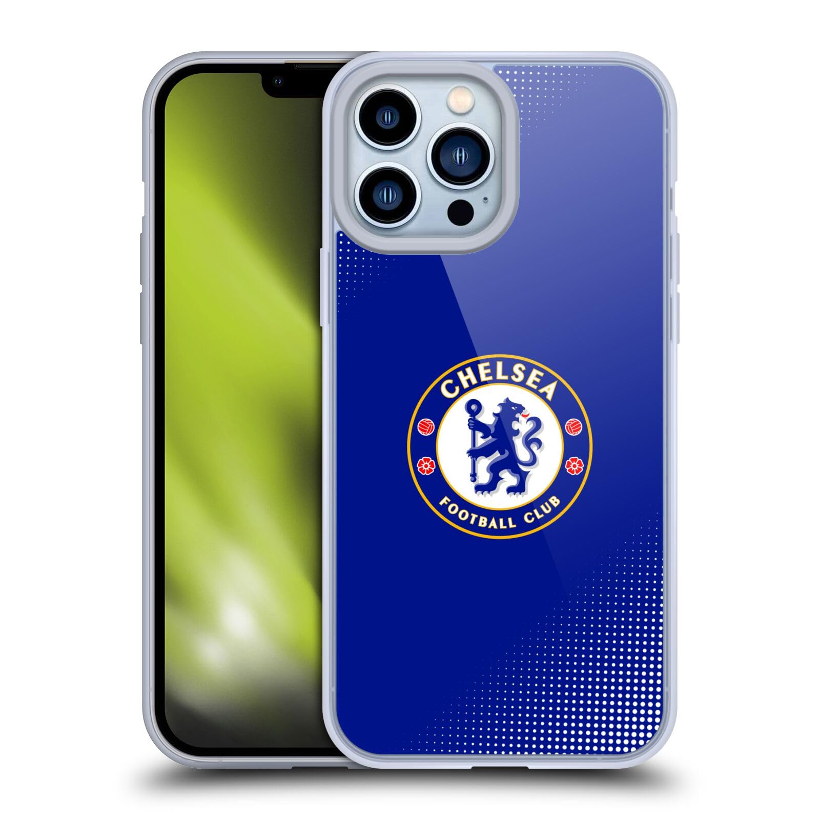Official Chelsea FC Halftone Crest Soft Gel Case for iPhone 13 Pro Max - Durable Protection & Team Pride - Perfect for Match Days & Everyday Use