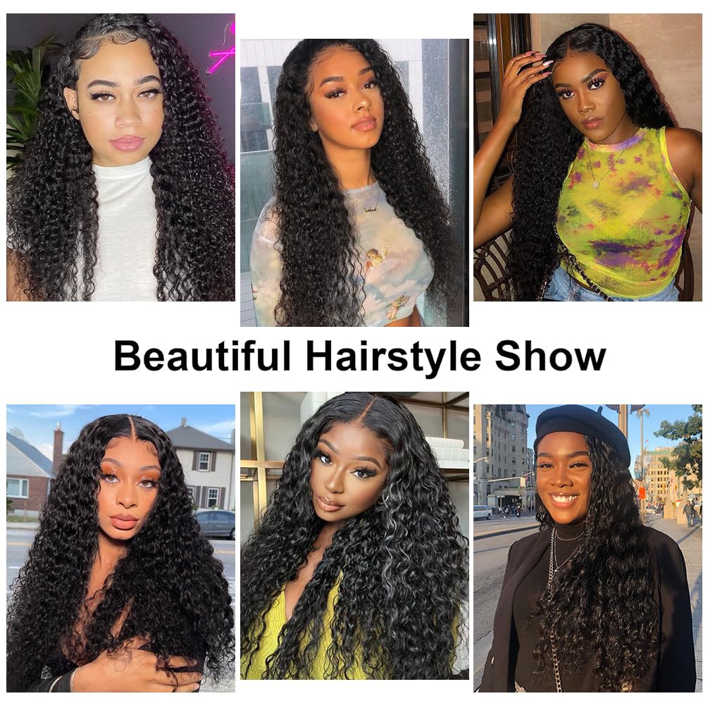 13x4 Glueless Human Hair Wigs Pre Plucked Deep Wave Lace Front Wig with Baby Hair - 180% Density 24 Inch Natural Black for Women | Perfect for Daily Wear, Parties & Special Occasions