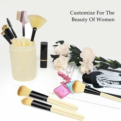 DATNASAYAD 12-Piece Makeup Brush Set with Storage Barrel - Soft White Synthetic Brushes for Foundation, Blending, Eyeshadow - Perfect for Professional & Home Makeup Kits
