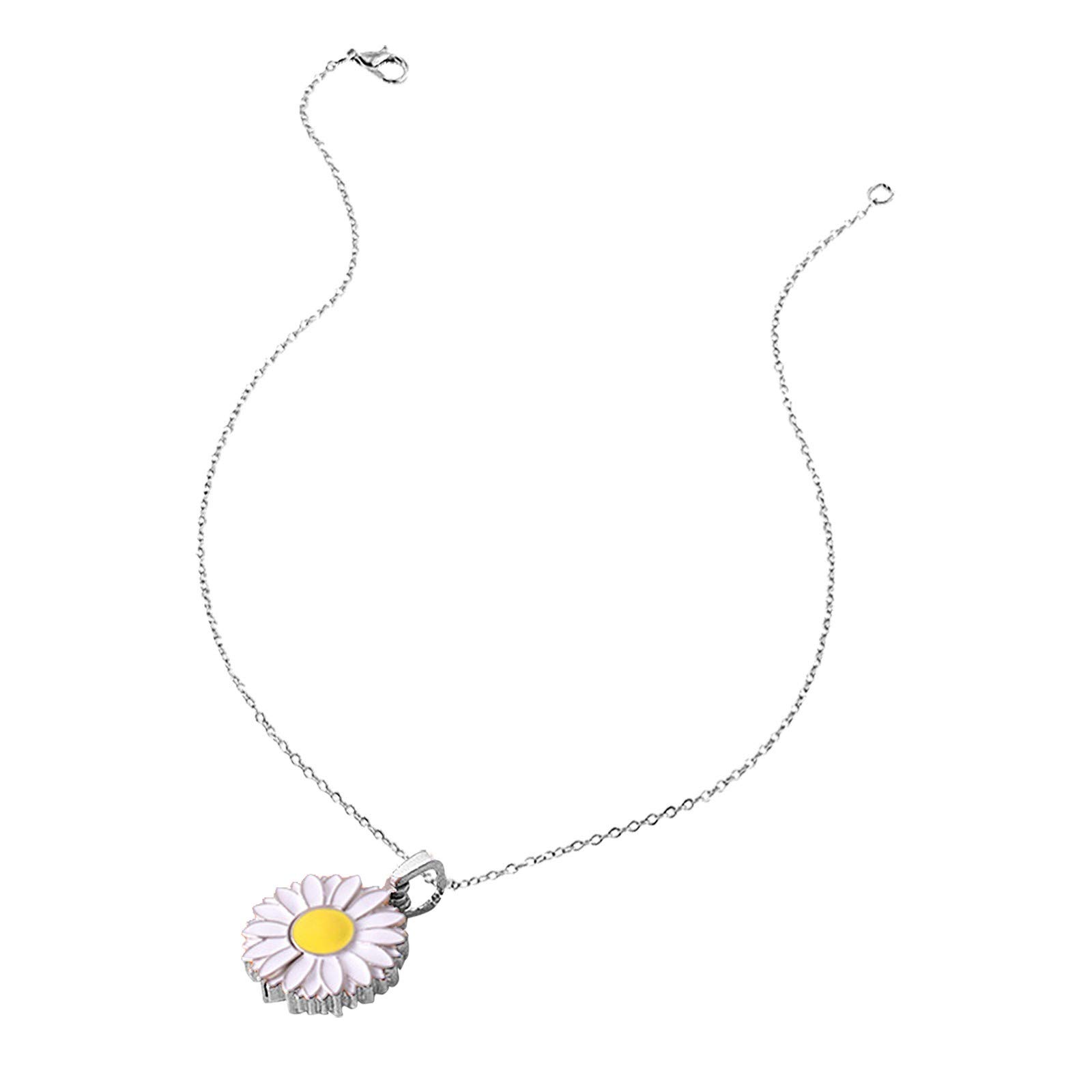 Daisy Open Pendant Alloy Necklace for Women - Gold Floral Locket Jewelry for Everyday Wear & Special Occasions