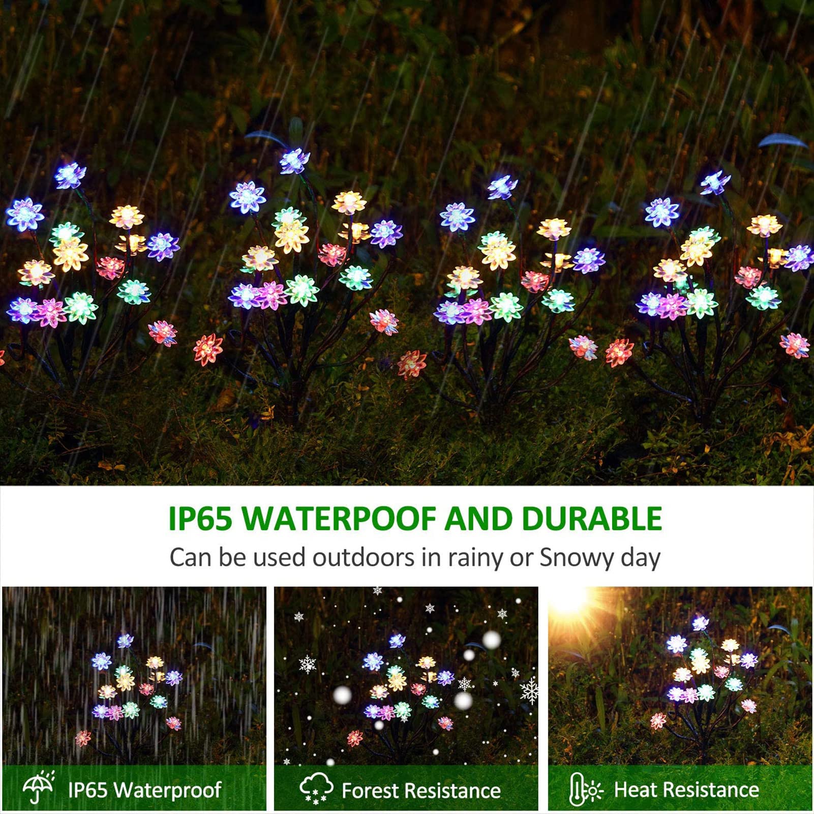 Solar Powered Lotus Shaped Garden Lights - 2 Pack Outdoor Solar Landscape Lighting with Larger Capacity for Pathway, Patio, Park, Front Yard & Party Decorations | Perfect for Evening Garden Ambiance & Outdoor Entertaining