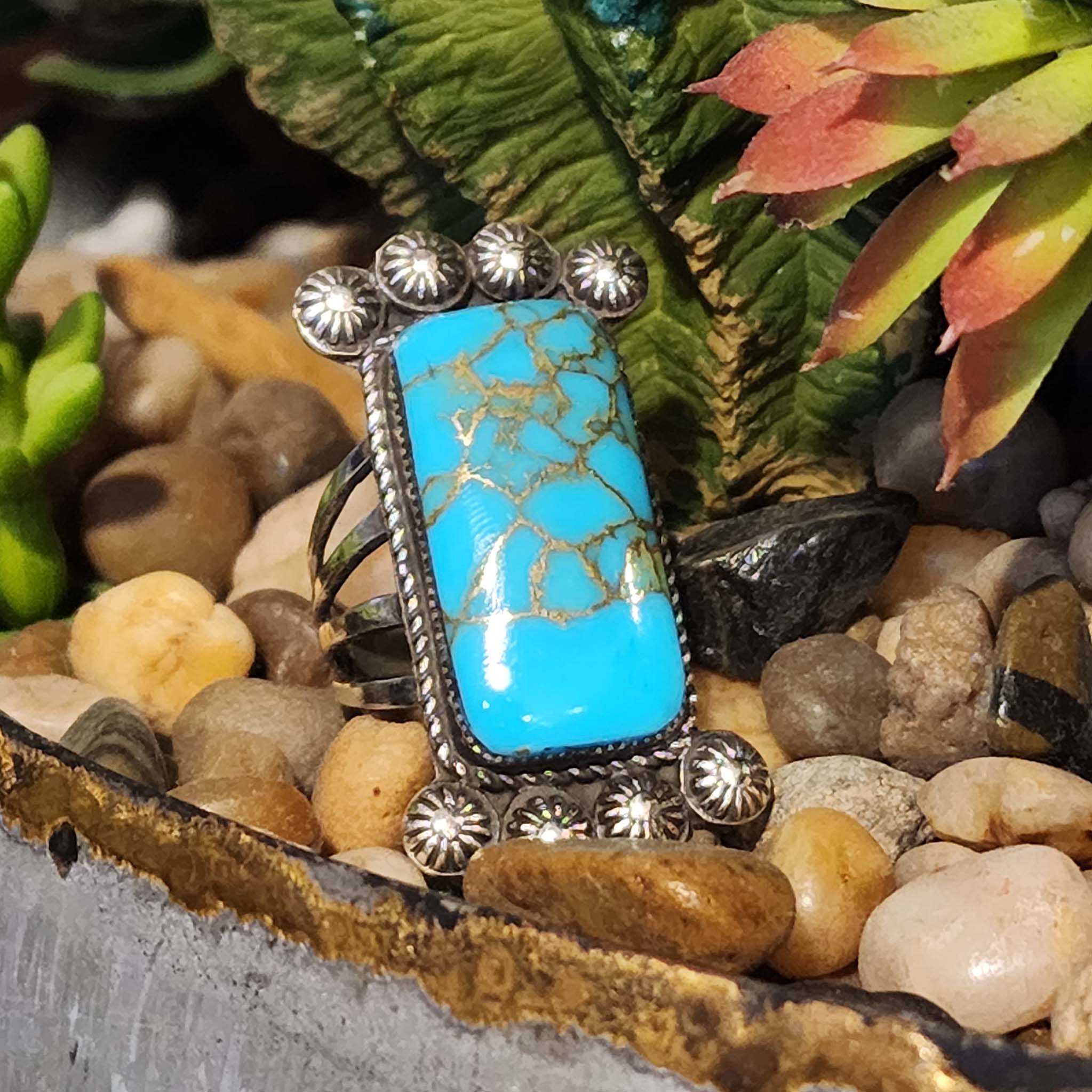 Authentic Zuni Native American Sterling Silver Flat Rectangular Long Ring 008Zur - Handcrafted Jewelry for Women, Perfect for Boho, Western & Everyday Wear