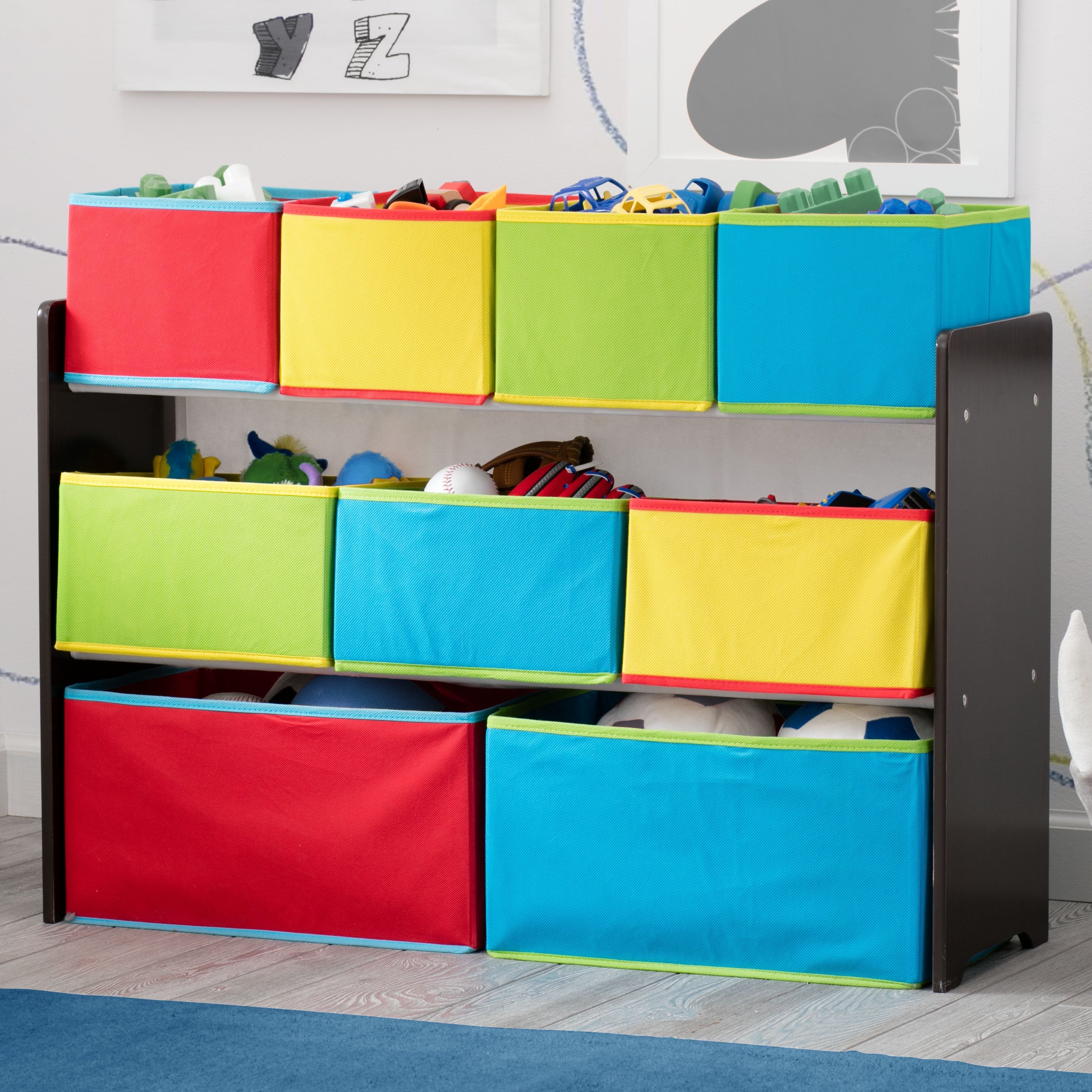 Deluxe Multi Bin Toy Organizer with Storage Bins - Kids Room Organization Solution for Toys, Books & Crafts - Perfect for Playrooms, Daycares & Home Storage
