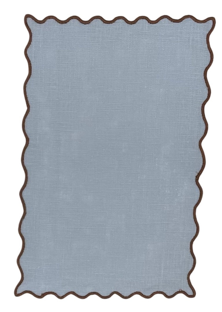 Premium Blue and Brown Single Scallop Cocktail Napkins - Elegant Party Decor for Weddings, Bridal Showers & Formal Events