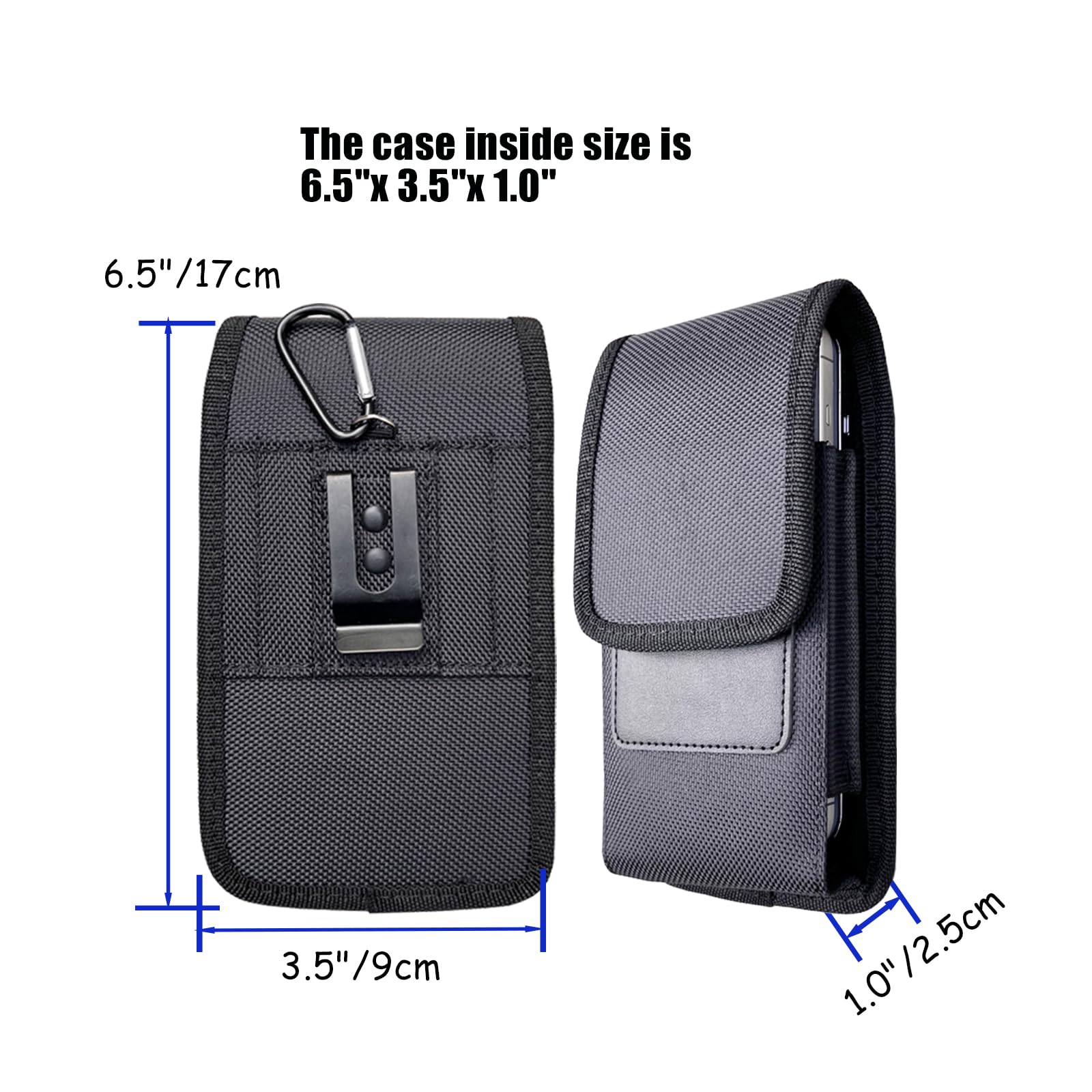Vertical Dual Phone Holster Pouch with Belt Clip - 2 Phone Holder Case for iPhone 16/15/14/13/12/11 Pro Max & Samsung Galaxy A35/A55/S24/S23 Ultra Plus - Black - Perfect for Work, Travel & Outdoor Activities