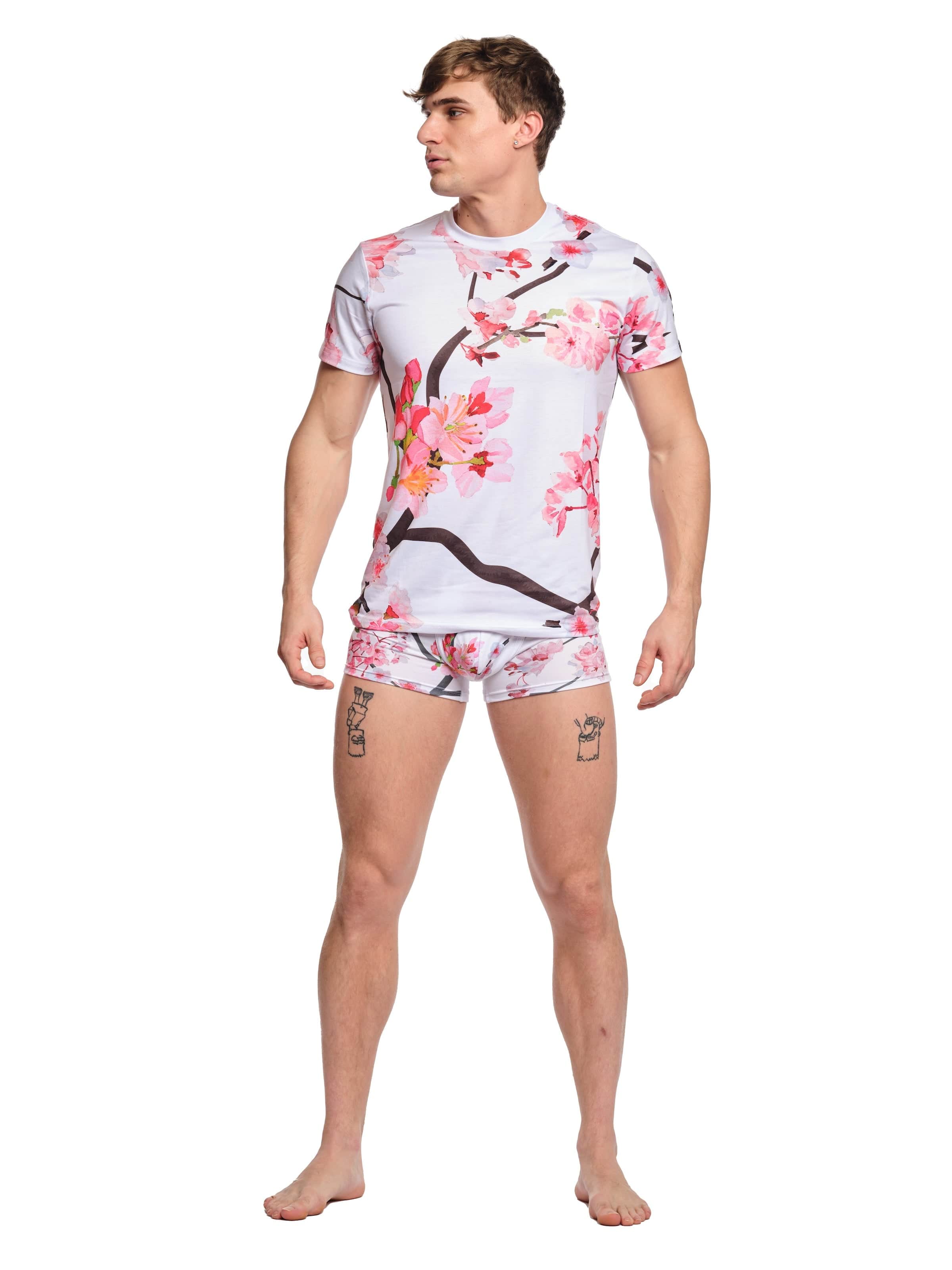 Cherry Blossom T-Shirt for Women - Soft Cotton White Floral Print Top for Spring & Summer | Casual Wear, Street Style, Gift Idea