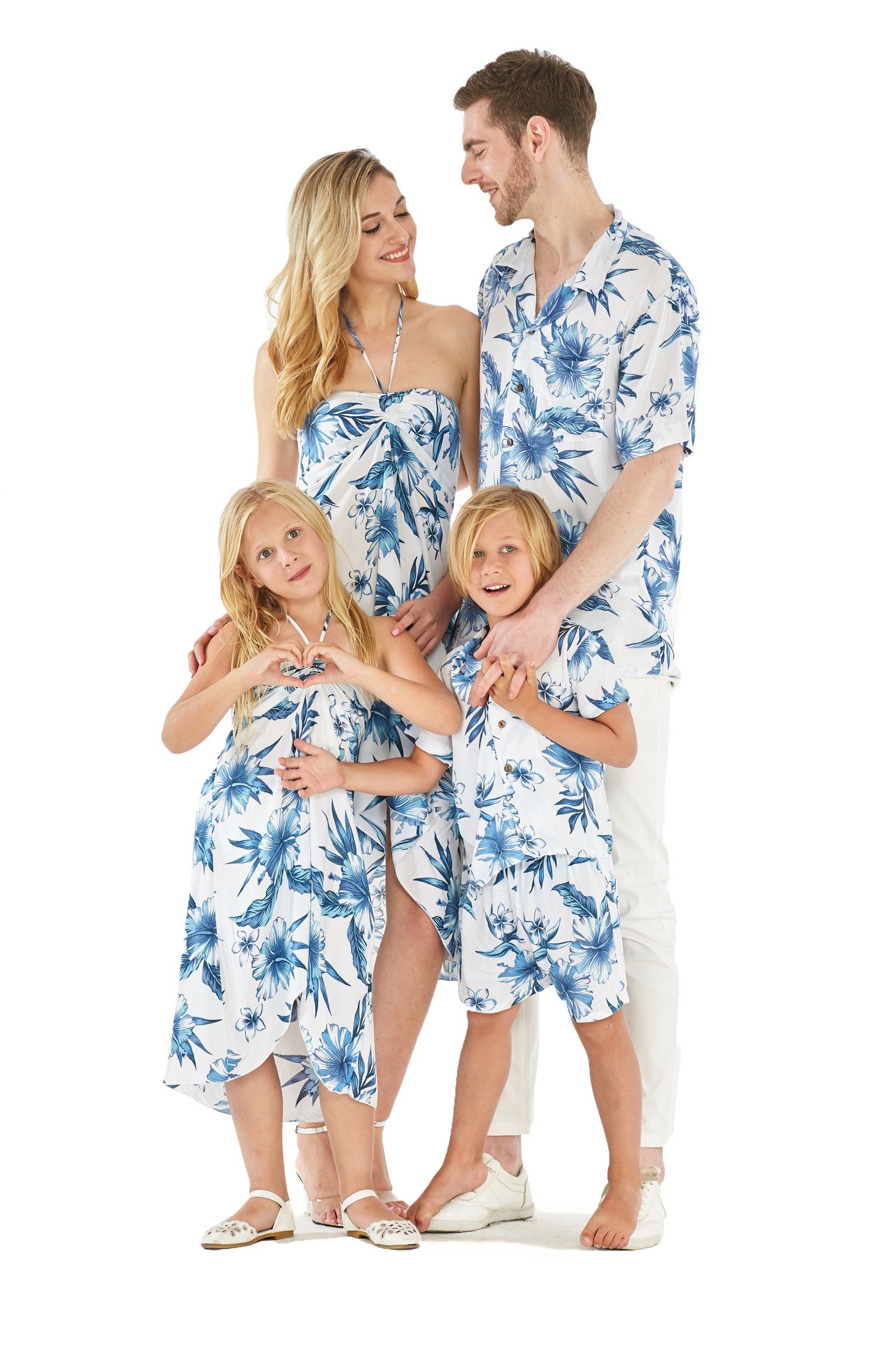 Matching Mother Son Hawaiian Luau Outfit - Tropical Floral Dress & Shirt Set for Beach Party, Family Vacation, and Summer Photoshoot