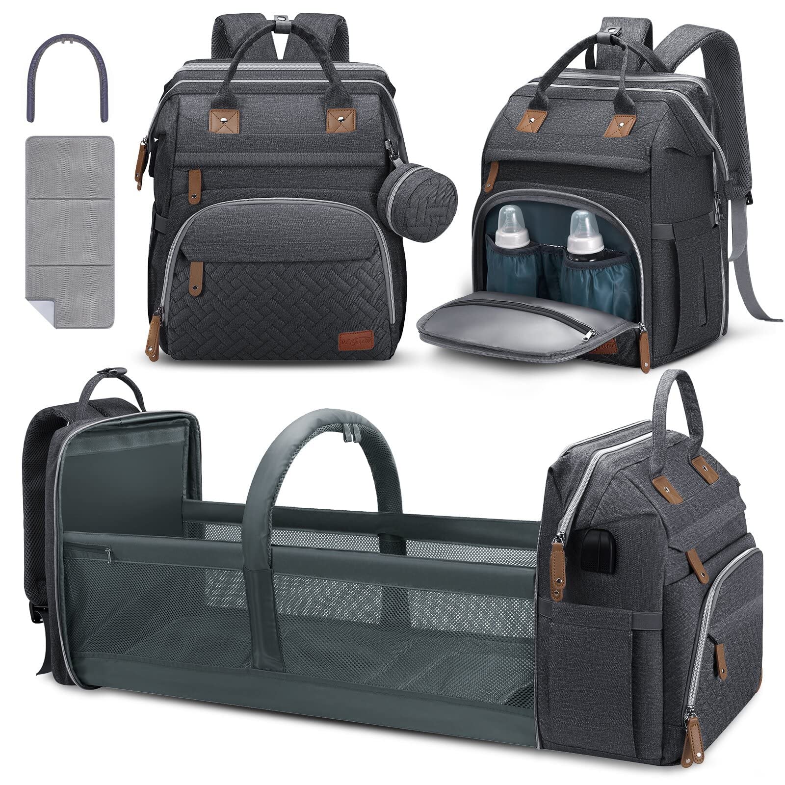 DERSTUEWE Diaper Bag Backpack - Large Capacity Multi-Functional Travel Diaper Bag for Baby Essentials | Perfect for Moms, Dads & Caregivers on the Go | Ideal for Travel, Outings & Daily Use