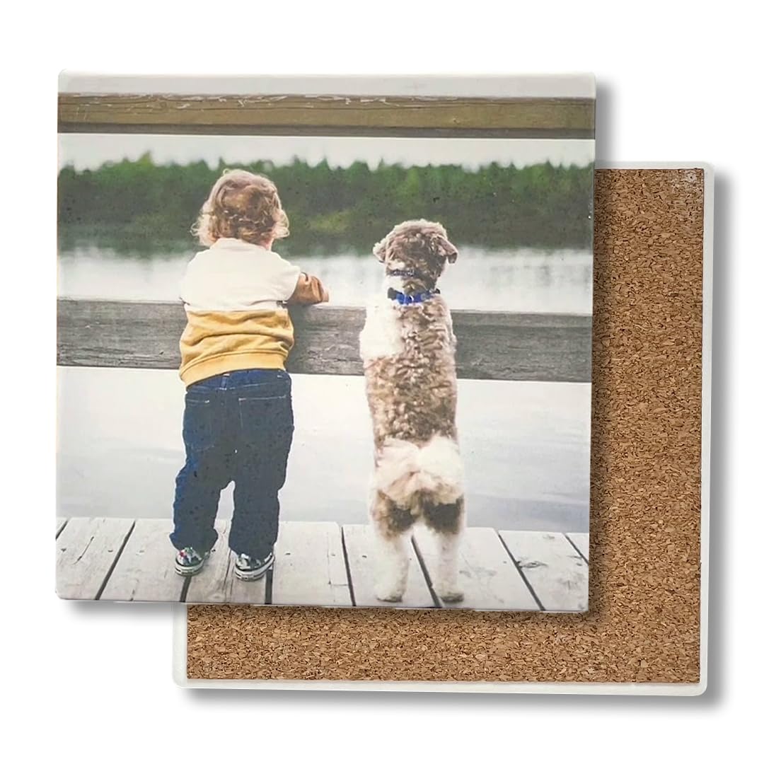 Personalized Photo Coasters - Absorbent Ceramic Drink Coasters Set of 6 | Custom Square Coasters for Coffee, Wine & Beer | Perfect Housewarming, Wedding, Birthday & Anniversary Gift Idea