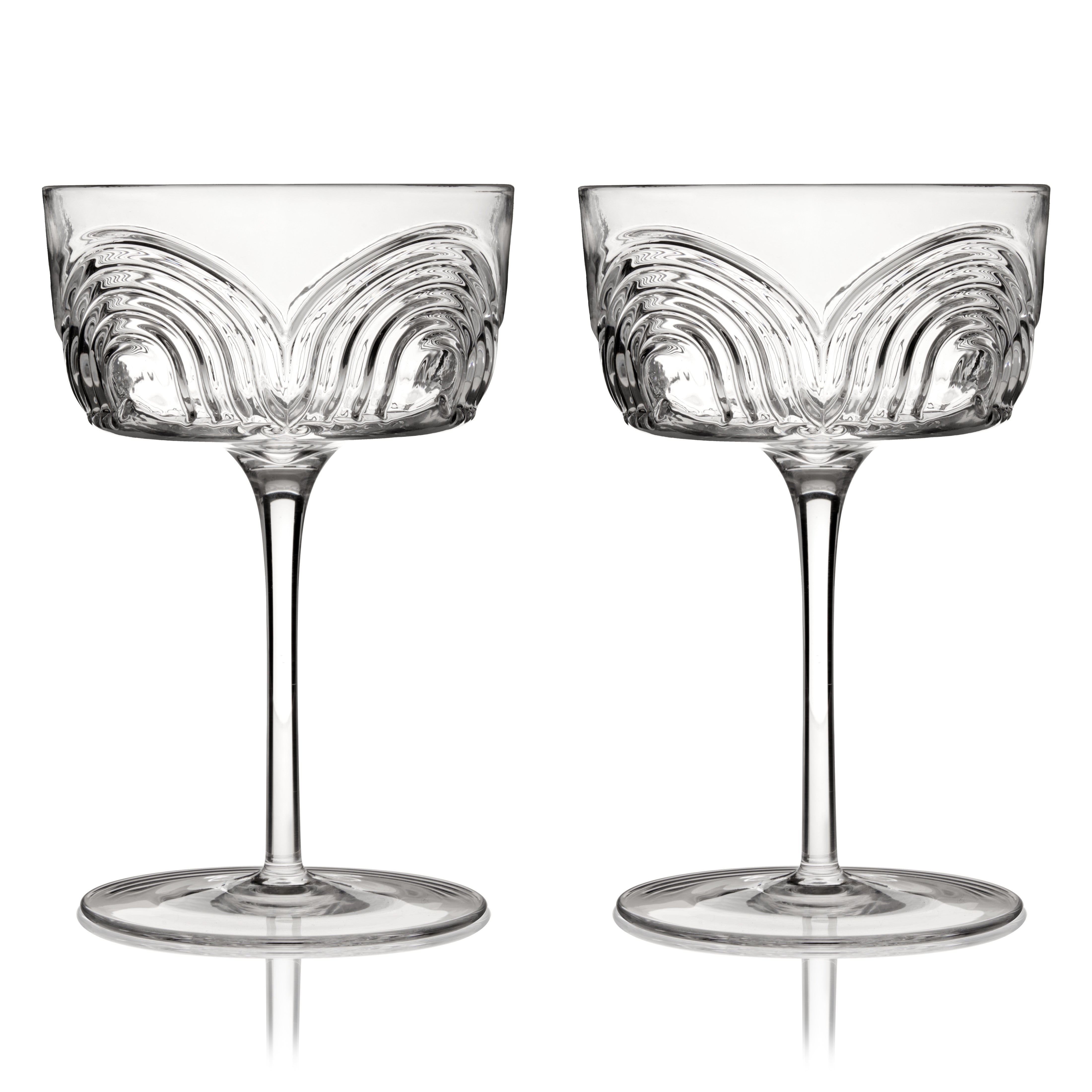 Beau Crystal Cocktail Coupes - Elegant 12oz Champagne Glasses Set of 4 for Wedding, Party & Home Bar - Premium Lead-Free Glassware for Sparkling Wine, Martini & Dessert Serving