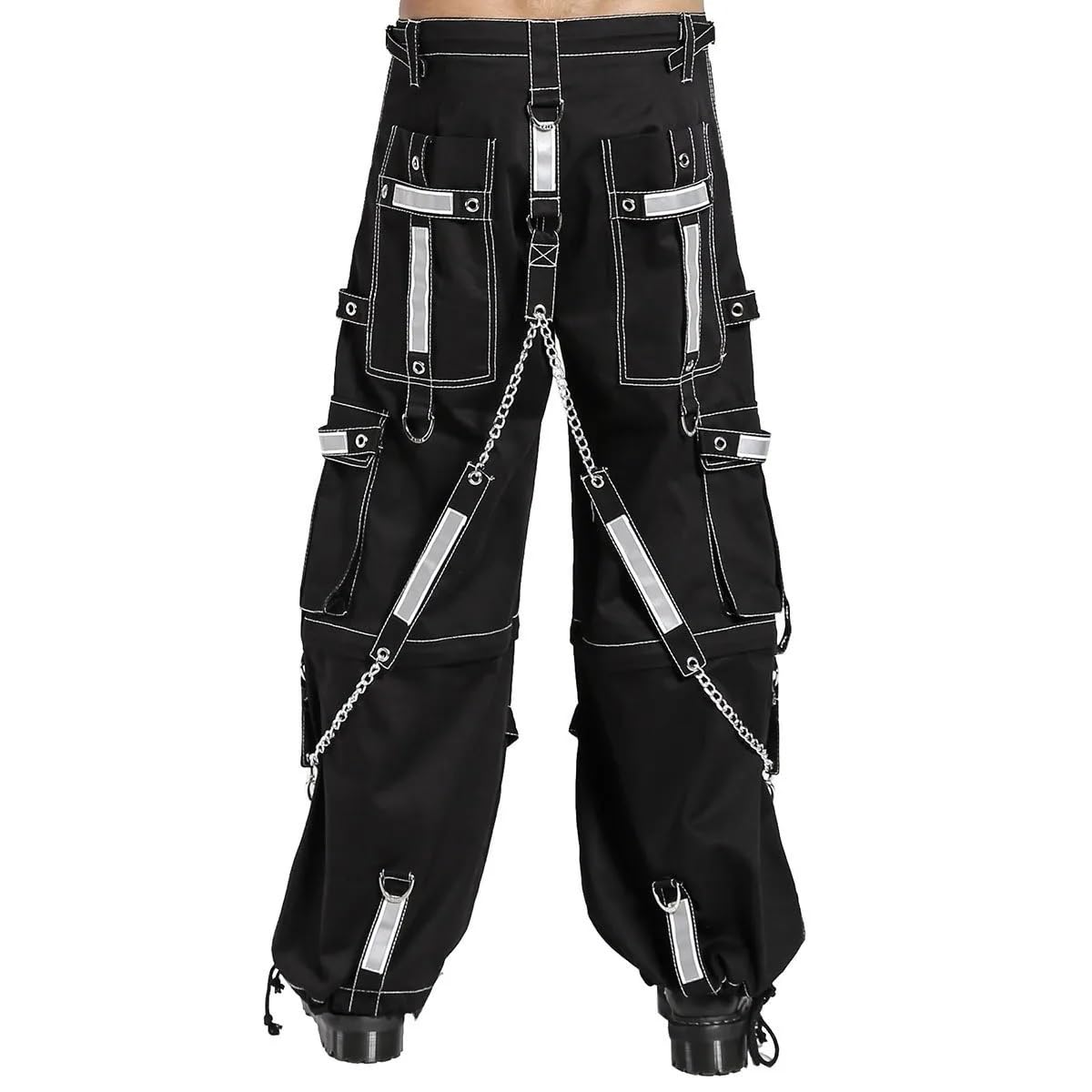 Gothic Punk Rock Emo Bondage Pants for Men - Reflective Alternative Trouser Shorts | Perfect for Concerts, Raves & Alternative Fashion
