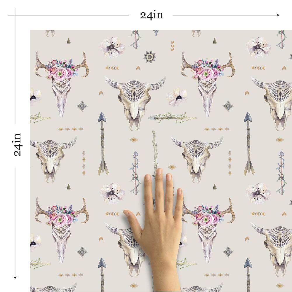 Pink and Brown Tribal Peel & Stick Removable Wallpaper - Self-Adhesive Wall Decor for Bedroom, Living Room, Nursery | Easy to Install & Remove