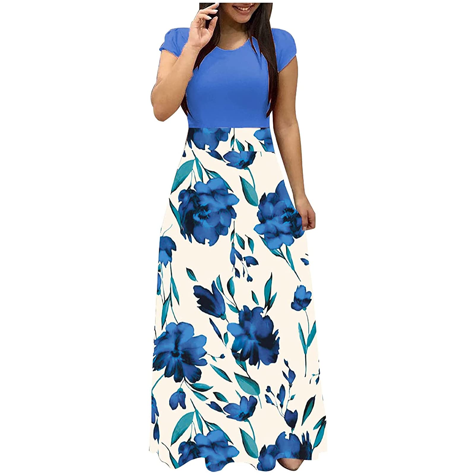 Women's Plus Size Floral Maxi Dress with Turtleneck & Long Sleeves - Empire Waist Tie Design for Casual Wear, Date Night & Special Occasions