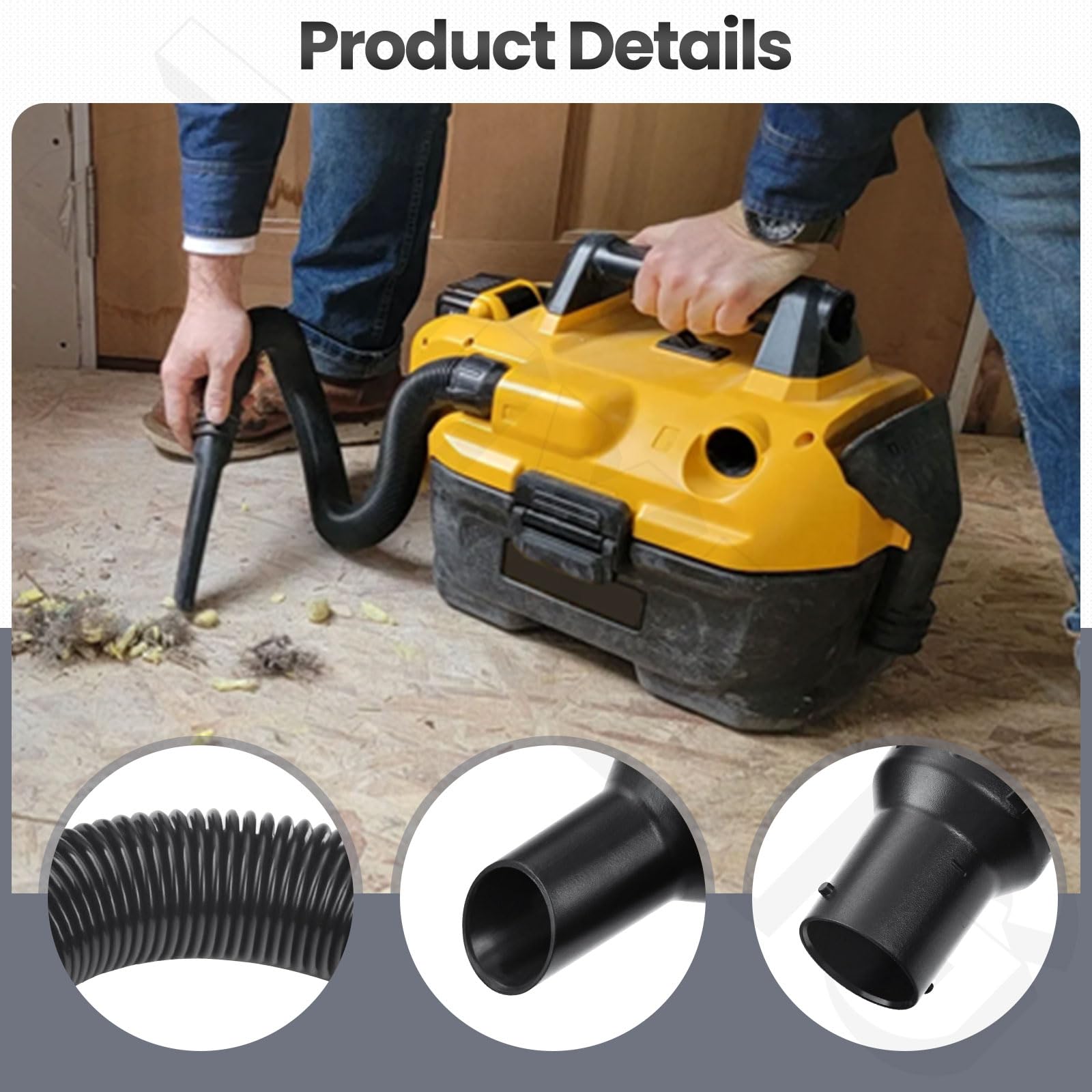 Replacement Hose Assembly Kit for Dewalt DCV580 DCV581H Wet Dry Vacuum Cleaner - Compatible Accessory for Dust & Debris Cleaning in Workshops, Garages & Construction Sites