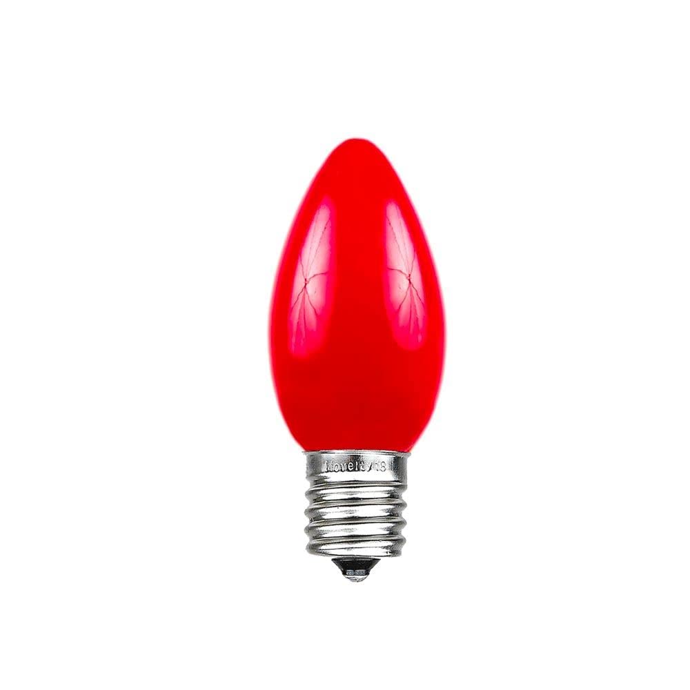 500 Pack C7/E12 Candelabra Base Christmas Lights - 5W Red Ceramic Replacement Bulbs for Outdoor Holiday Decorations, Tree, Window & Roof Decor