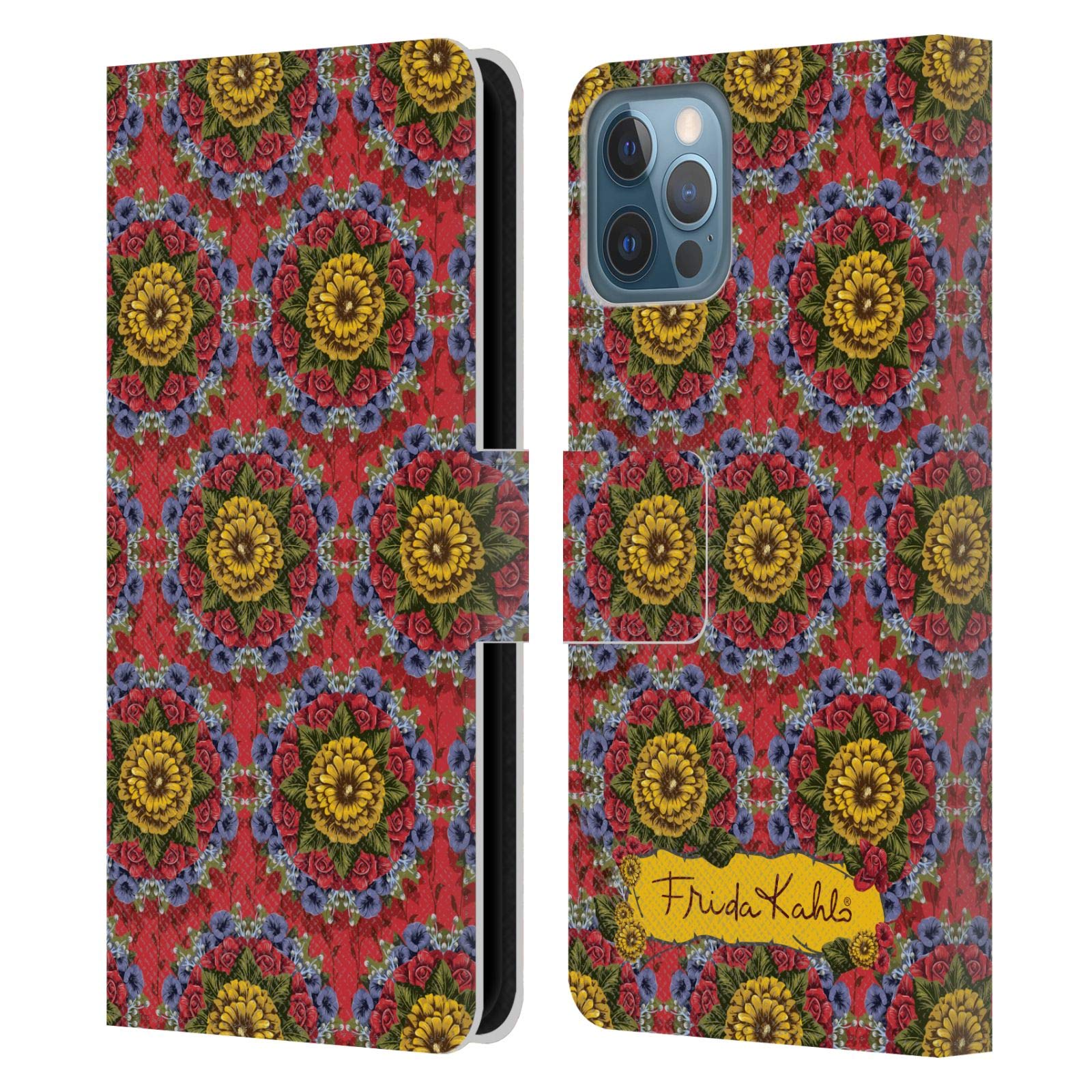 Frida Kahlo Mandala Floral Leather Wallet Case for iPhone 12/12 Pro - Officially Licensed Art Cover with Card Slots | Perfect for Women's Fashion Accessories & Daily Use