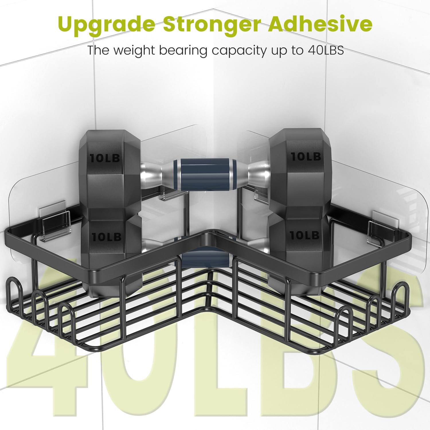 4-Pack Stainless Steel Self-Adhesive Shower Caddy Corner Shelves with Soap Dish Holder - Bathroom Storage Organizer for Shampoo, Conditioner & Body Wash - Perfect for Small Bathrooms, Apartments & Dorm Showers