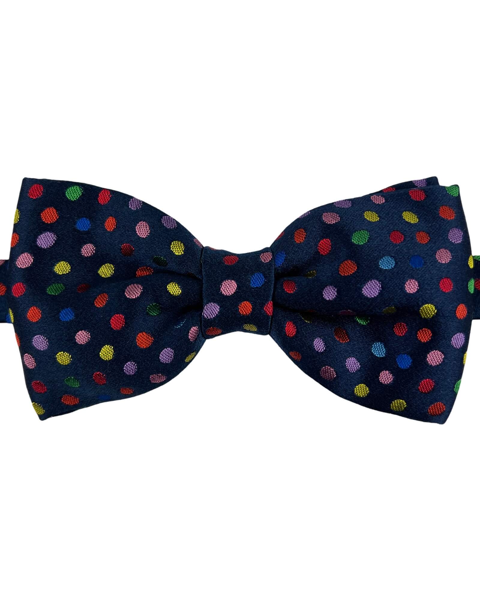 DÉCLIC Cori Spot Bow Tie for Men - Navy Blue Pre-Tied Bowtie for Weddings, Parties & Formal Events