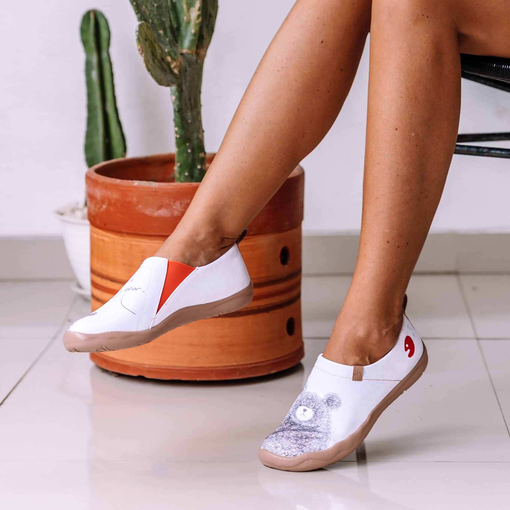 UIN Women's Slip On Sneakers - Comfortable Knit Loafers with Artistic Painting | Soft Walking Shoes for Women | Perfect for Casual Outings, Travel & Everyday Wear