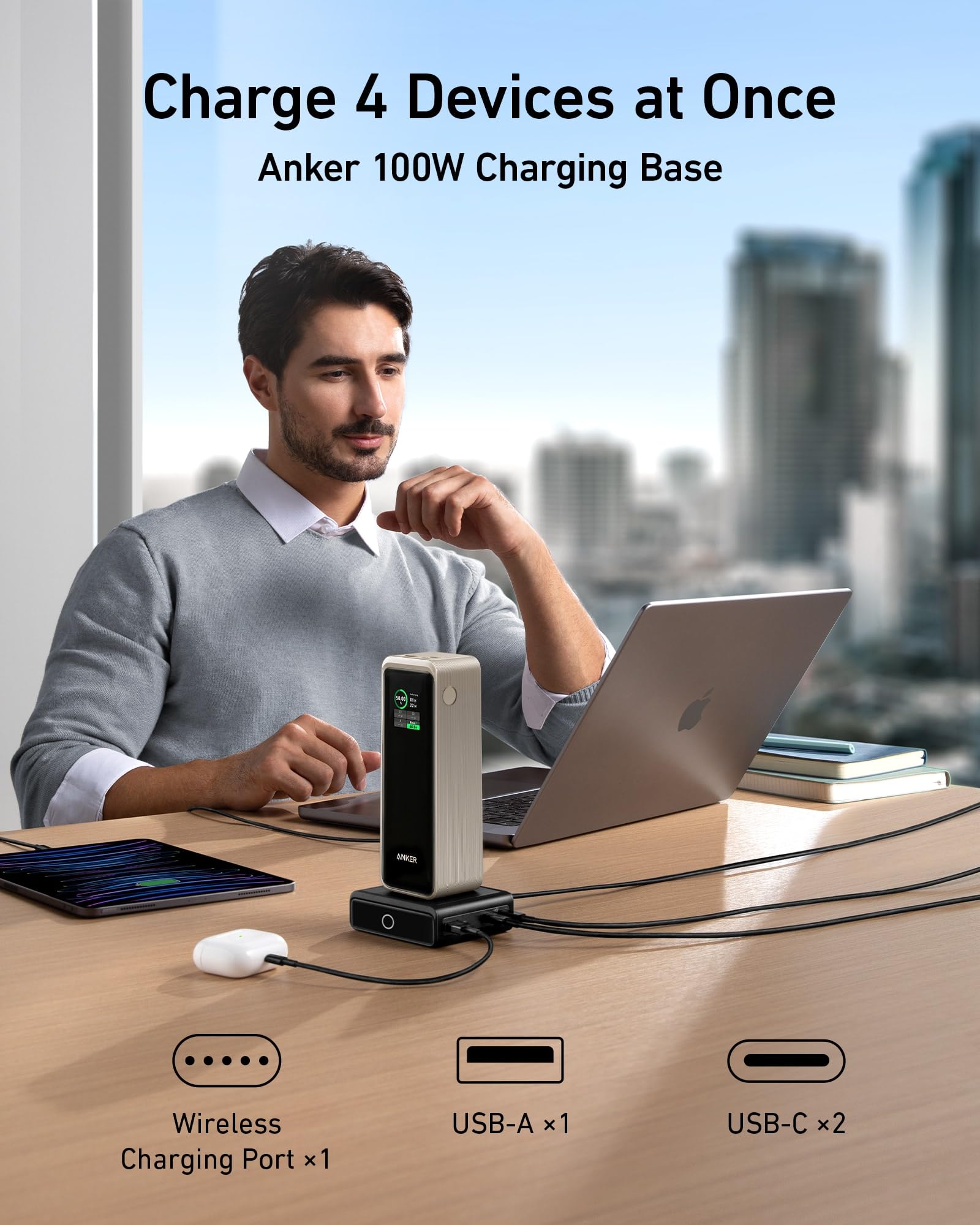 Anker Prime 27,650mAh 250W Portable Charger - 3-Port Fast Charging Power Bank for MacBook Pro/Air, iPhone 16/15/14, Samsung Galaxy - TSA Approved Travel Charger with Smart App Control | Perfect for Business Trips, Camping & Emergency Power Backup