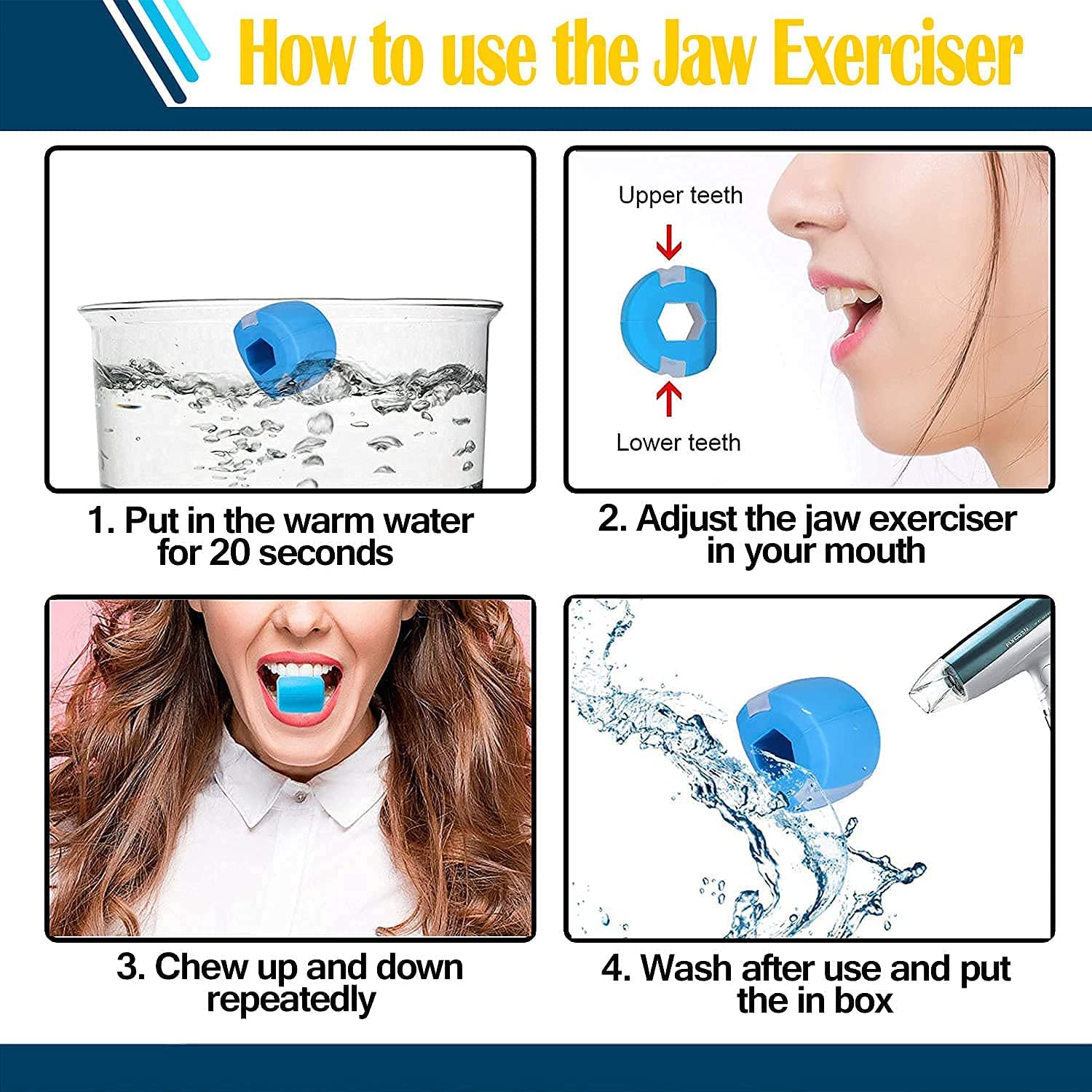 K.D ENTERPRISE - Pack of 2 Jawline Exerciser for Double Chin Reduction | Face Slimming Tool for Women & Men | Jawline Shaper to Tone and Define Your Face | Perfect for Home Workouts, Office Use, and Travel Fitness
