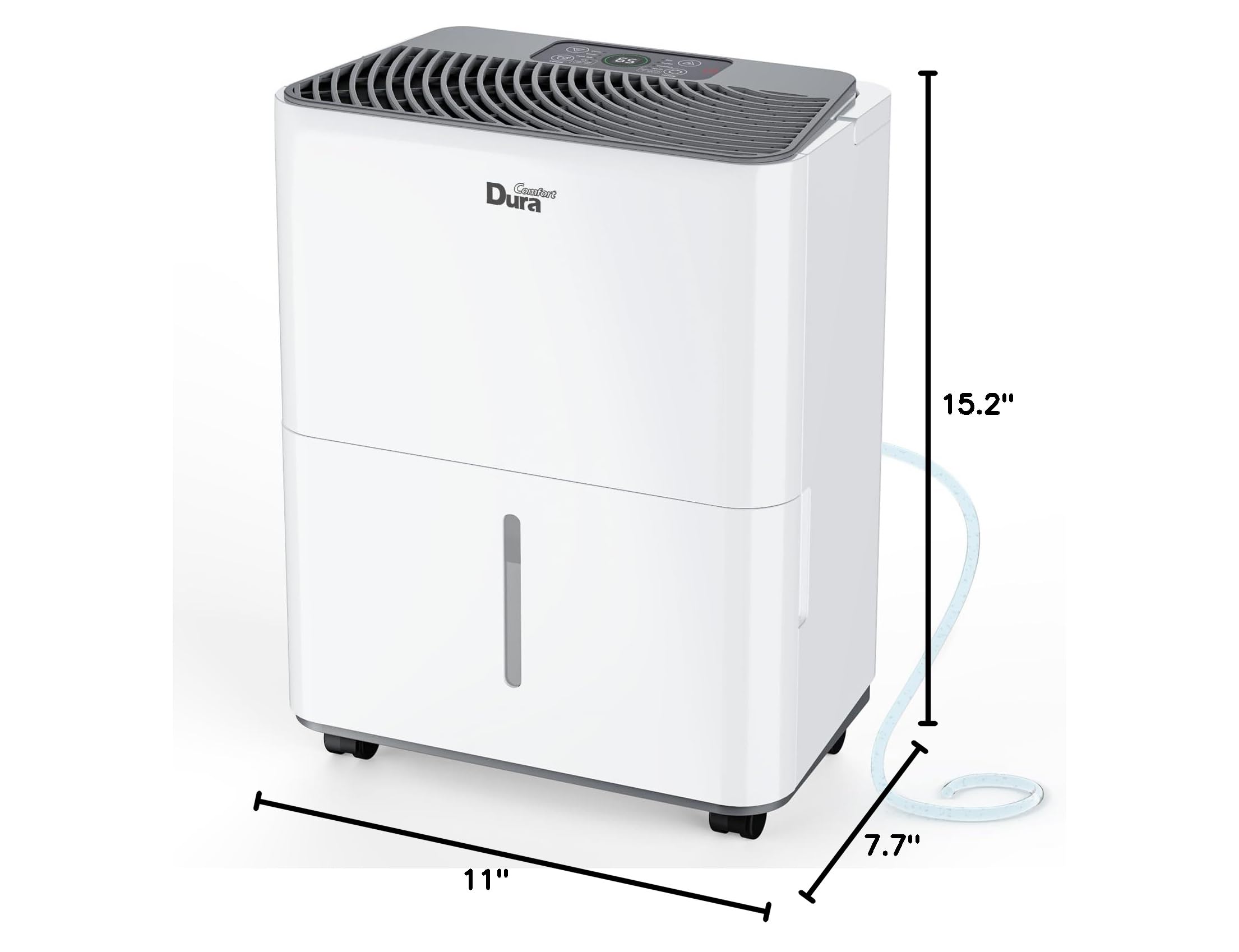 **DuraComfort 25 Pints Compact Dehumidifier for Bathroom, Bedroom, Closet, Kitchen, RV & Basement - Up to 1500 Sq.Ft with Drain Hose - White | Ideal for Moisture Control in Small Spaces & Travel Use**
