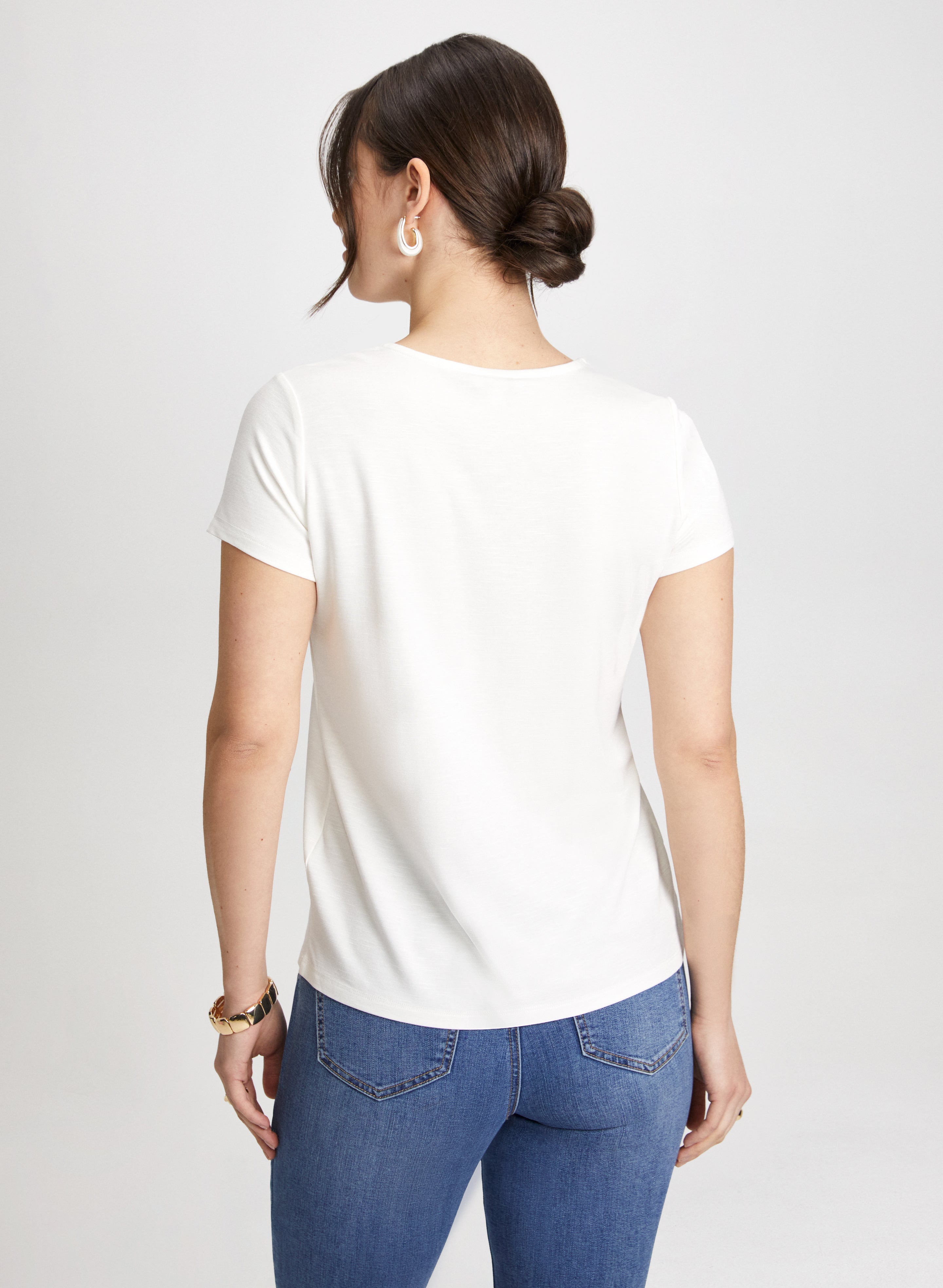 Stylish Decorative Button T-Shirt for Women | Trendy Casual Top for Everyday Wear & Outfits