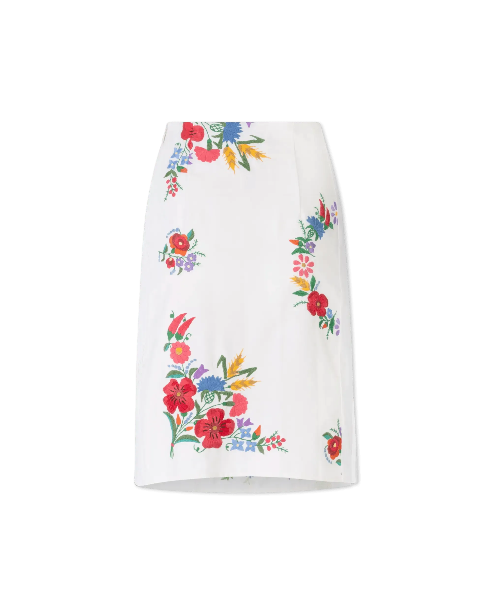 Embroidered Linen Slit Skirt for Women - High Waist Boho Maxi Skirt with Side Slit | Perfect for Summer, Beach, Vacations & Boho Fashion Outfits
