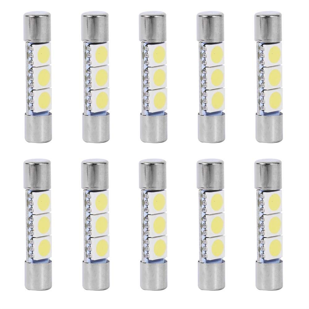 Aramox 10Pcs 3-SMD 29-30mm 6641 LED Bulb - White Sun Visor Lamp & Vanity Mirror Light for Car Strobe Lighting - Perfect for Interior Car Lighting, Makeup Mirror, and Vehicle Customization