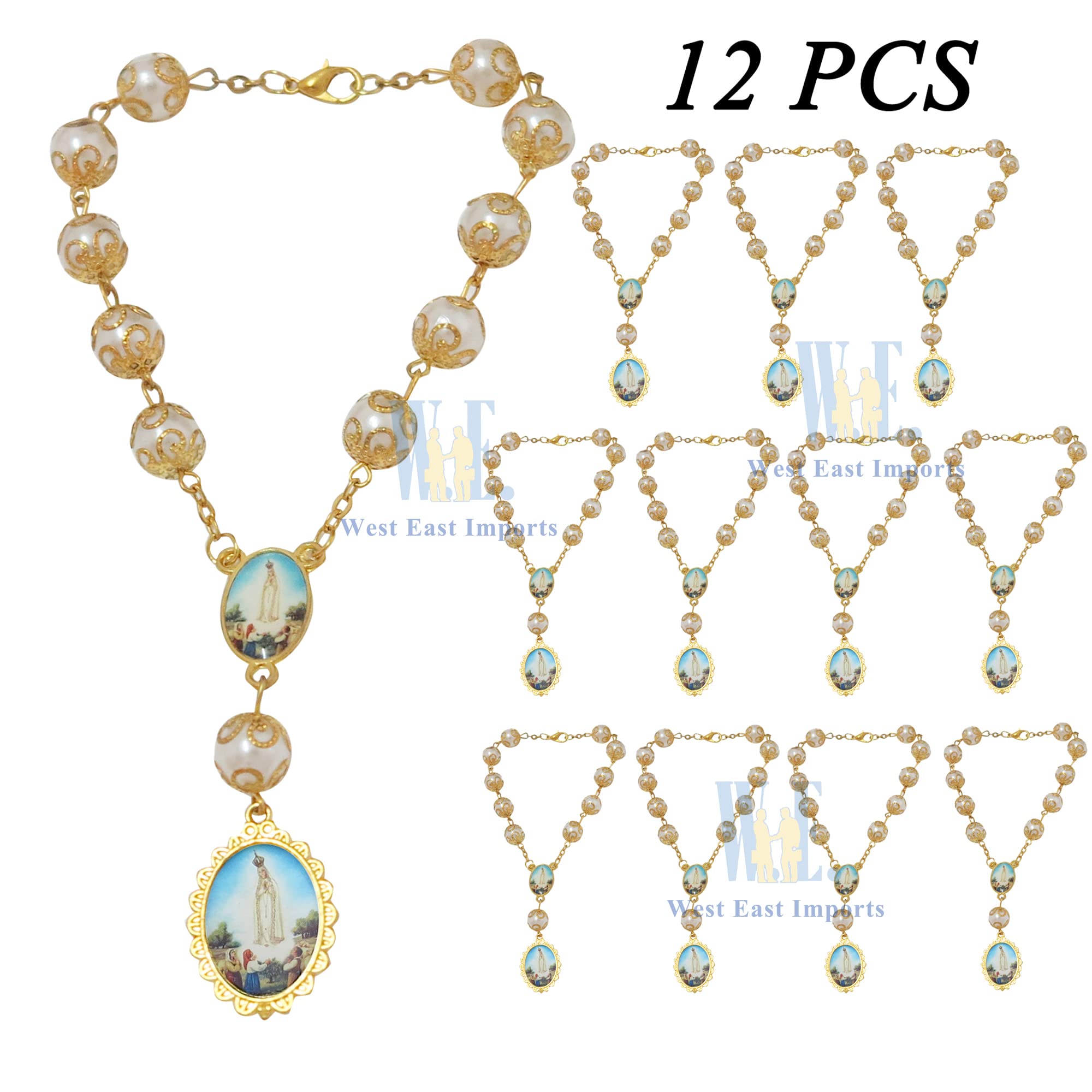Our Lady of Fatima Decade Rosary - 12 Pack Catholic Prayer Beads for Car Mirror & Religious Events - Perfect for Car Protection & Church Favors