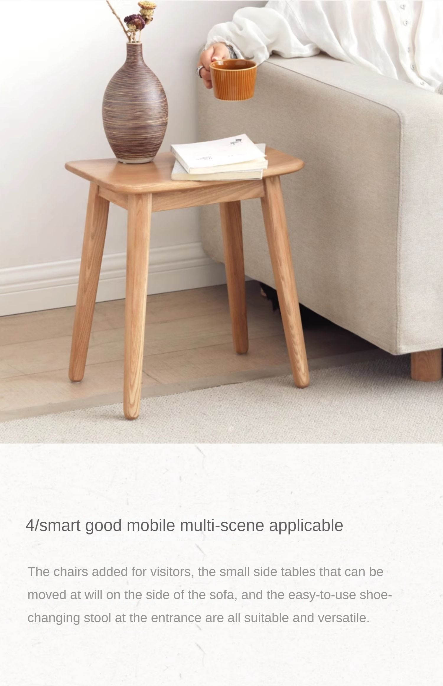 Modern Makeup Stool - Solid Oak & Ash Wood Vanity Seat for Dressing Table, Bedroom, and Salon | Elegant & Durable Beauty Furniture