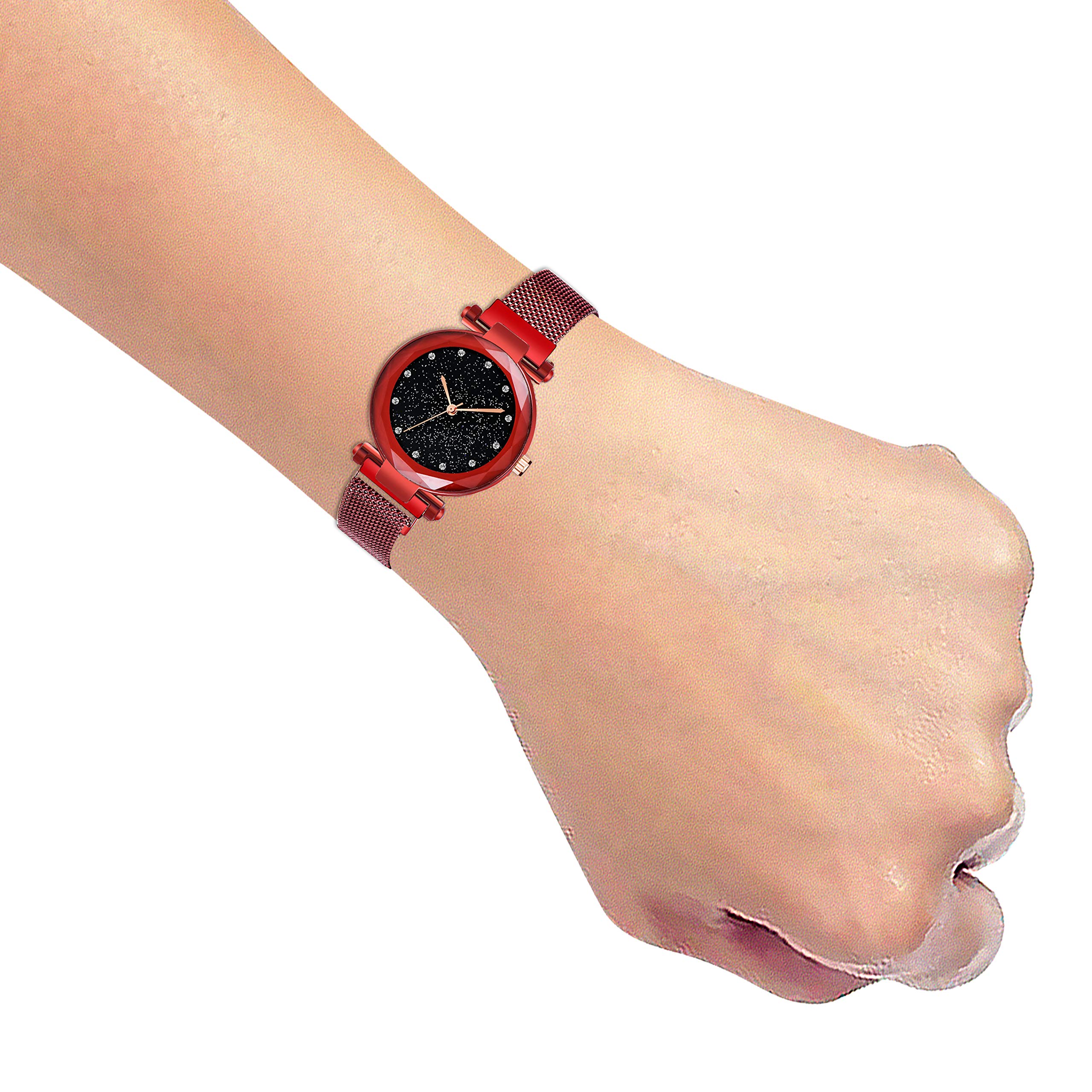 Stylish Analog Black Dial Watch for Women & Teen Girls - Magnetic Bracelet Watch - Perfect Gift for Birthdays, Parties & Everyday Wear
