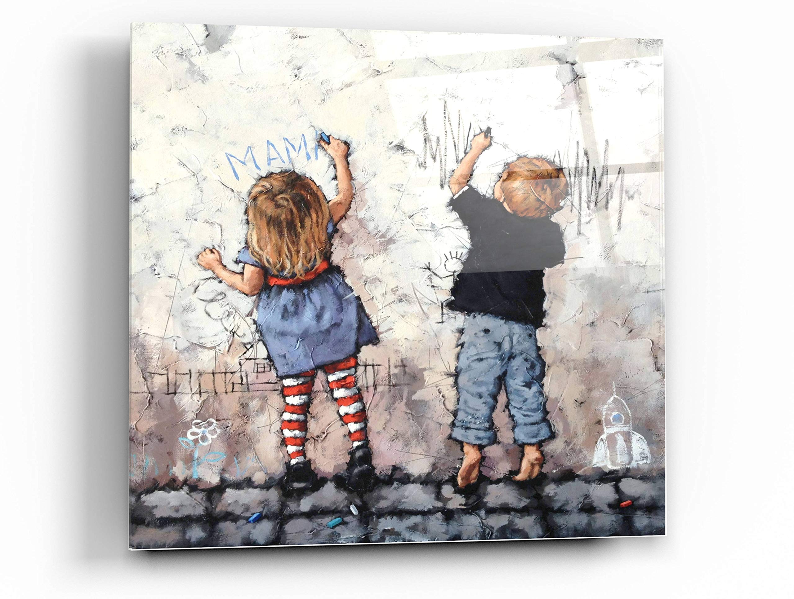 Epic Art 'Wall Graffiti' by Alexander Gunin - 36x36 Inch Acrylic Glass Wall Art Decor for Living Room, Bedroom & Office - Modern Urban Street Art Painting for Home & Commercial Spaces