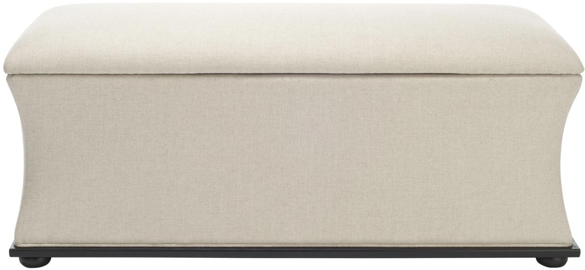 Safavieh Aroura Storage Bench - Upholstered Entryway Bench with Lift Top, Beige Fabric, Modern Home Decor for Living Room, Bedroom or Hallway