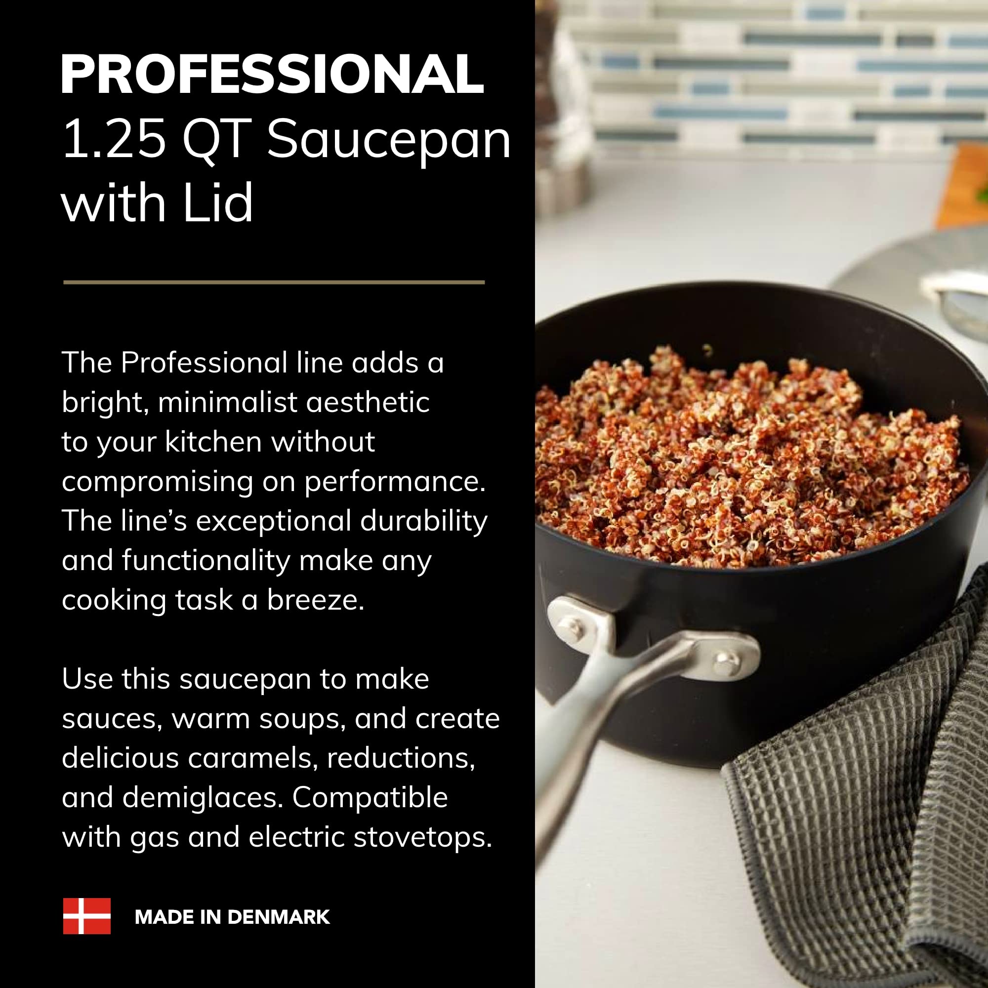 SCANPAN Professional 1.25 Quart Nonstick Saucepan with Lid - Premium Danish Cookware - Oven, Dishwasher & Metal Utensil Safe - Perfect for Sauces, Soups & Melting Butter - Ideal for Home Chefs & Professional Kitchens