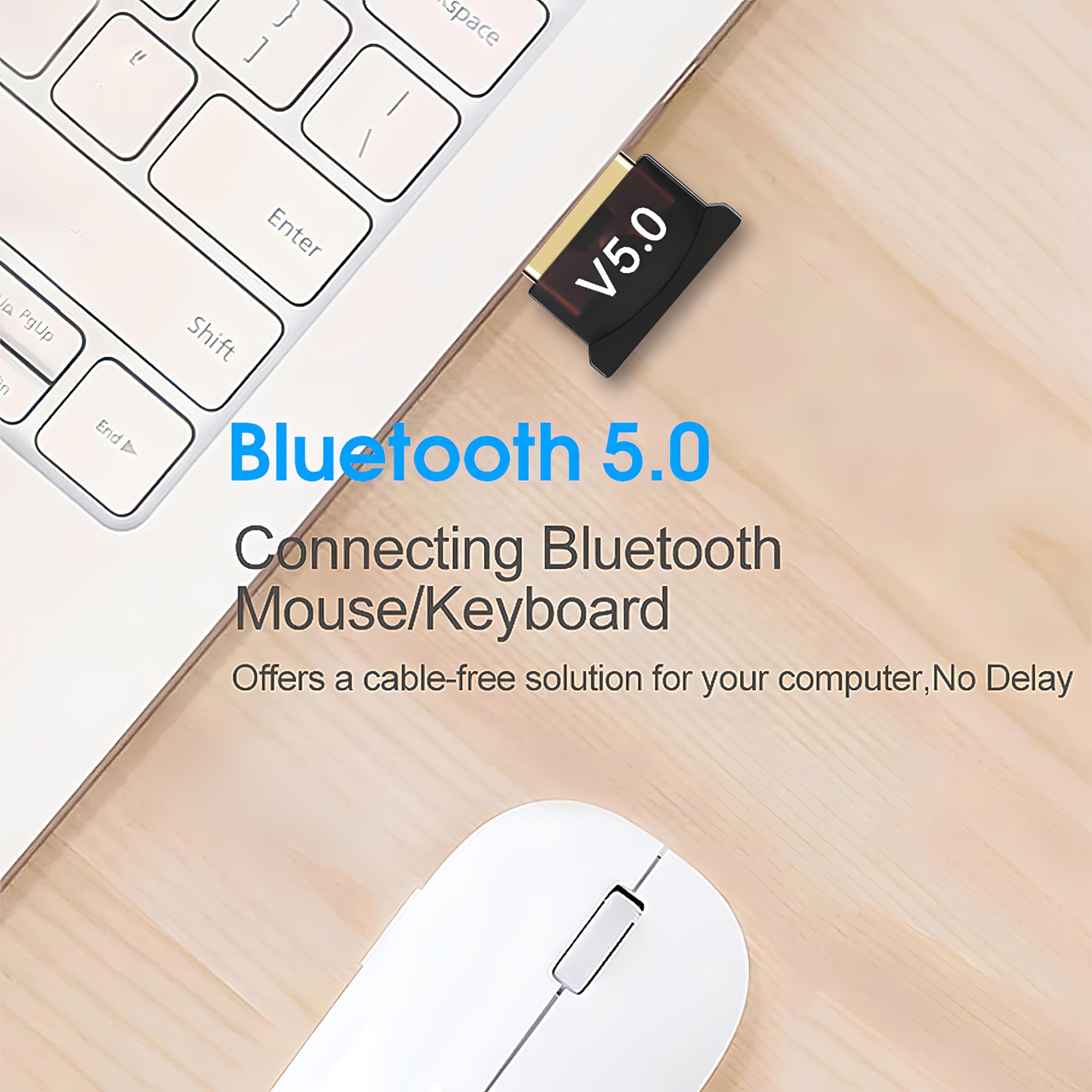 Bluetooth 5.0 USB Adapter for PC & Laptop - Nano Wireless Bluetooth Dongle for Windows 10/8/7/XP - Plug & Play Bluetooth Receiver for Headphones, Speakers, Keyboard, Printer, TV & Car - Perfect for Wireless Audio Streaming & Device Connectivity