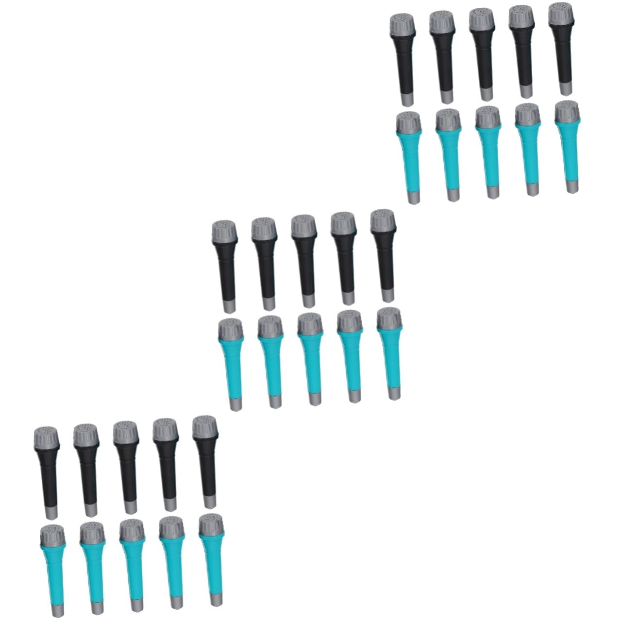 Vaguelly 30-Pack Kids Plastic Microphone Toys - Colorful Pretend Play Microphones for Toddlers & Children - Perfect for Karaoke, Dress-Up, Role Play & Party Props (Ages 3+)