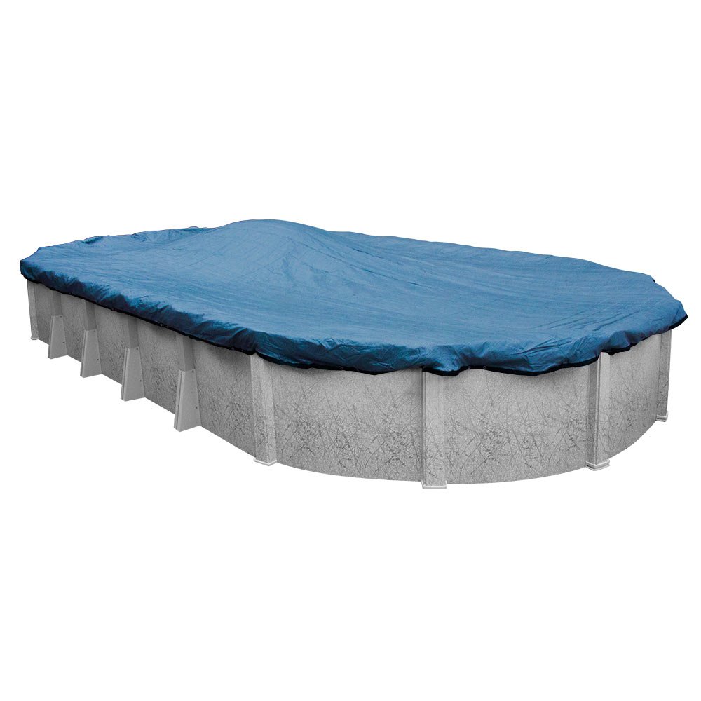 Robelle 541833-ROB Blue Mesh Winter Pool Cover for Oval Above Ground Swimming Pools 18x33 ft - Heavy Duty Protection Against Leaves & Debris - Perfect for Winter Storage & Seasonal Pool Maintenance