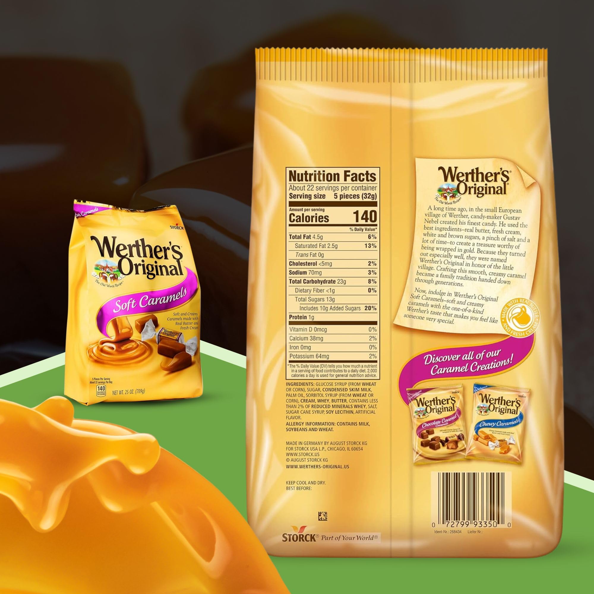 Werther's Original Soft Caramel Candy Bundle - 2 Pack (25 Oz Each) | Individually Wrapped Caramels for Gifting, Parties & Everyday Snacking | Includes Free Good For My Home Storage Box