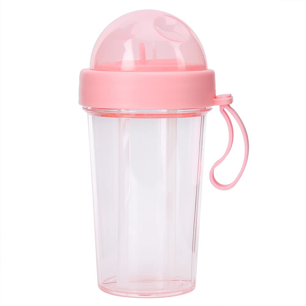 Shanrya 420ml Portable Water Bottle - Leakproof Sports Water Bottle with Straw for Gym, Hiking, Camping & Outdoor Activities (Pink) - Ideal for Fitness Enthusiasts & Travelers