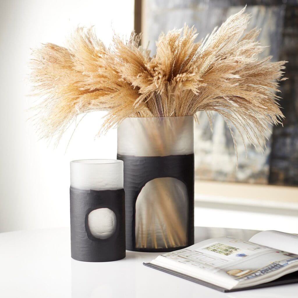 Cyan Design 11255 Ominous Frost Vase - Clear and Black Glass Decorative Vase for Home, Office, and Wedding Decor
